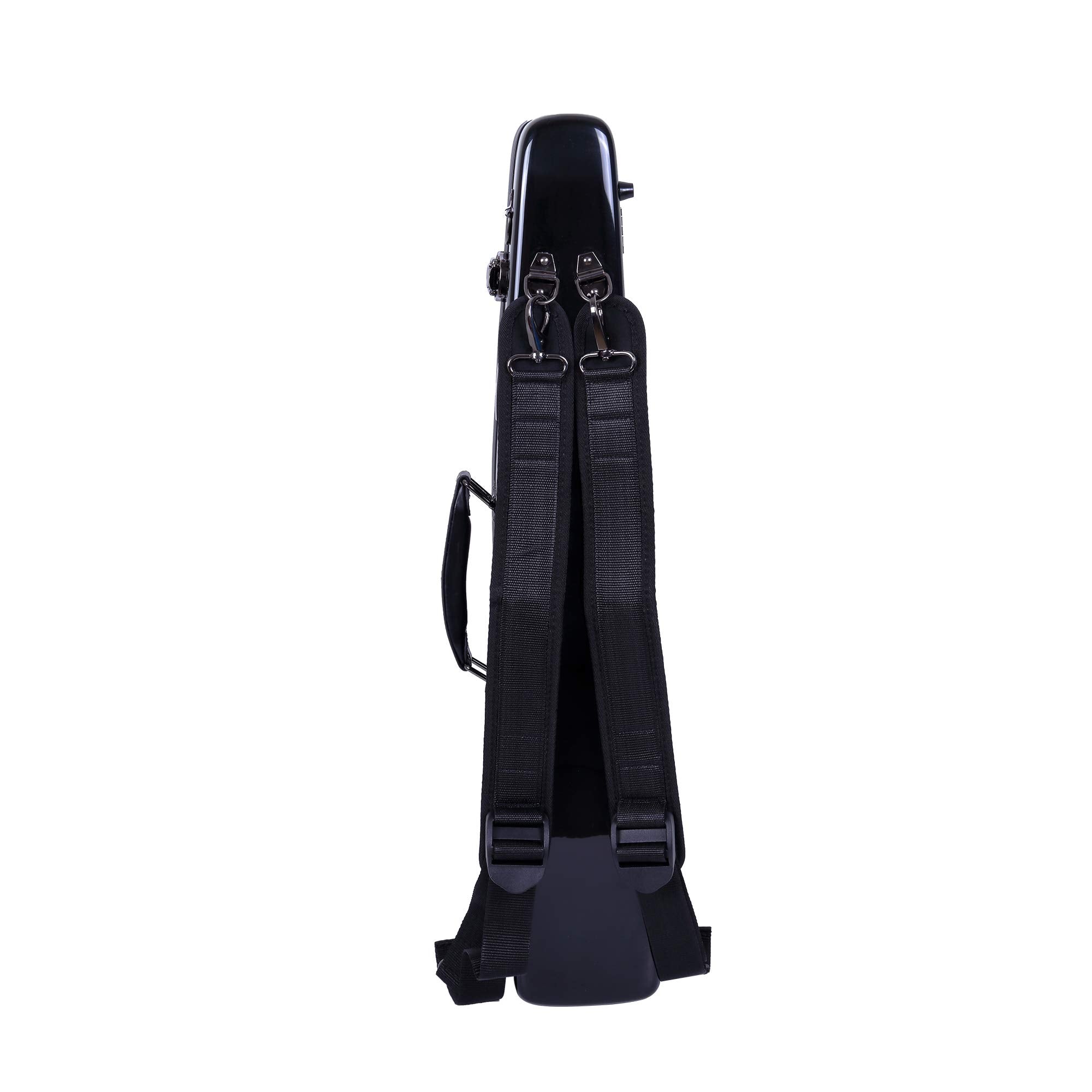 Crossrock Fiberglass Straight Soprano Saxophone Case | Wine Red Gloss Finish, Padded Interior, Backpack Straps – Lightweight Hardshell for Travel & Protection (CRF1000SSRD)