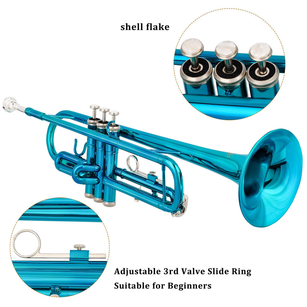 EASTROCK Bb Trumpet Standard Trumpet Set with Carrying Case,Gloves, 7C Mouthpiece, Cleaning Kit, Tuning Rod (Red Antique)