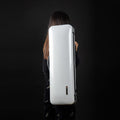 Christina 4/4 Full Size Violin case High-Strength Carbon Fiber Rectangular Violin Music Bag With Combination Lock and Extra Bag White Violin Hard Case (VB-Square-White Stripe spot)