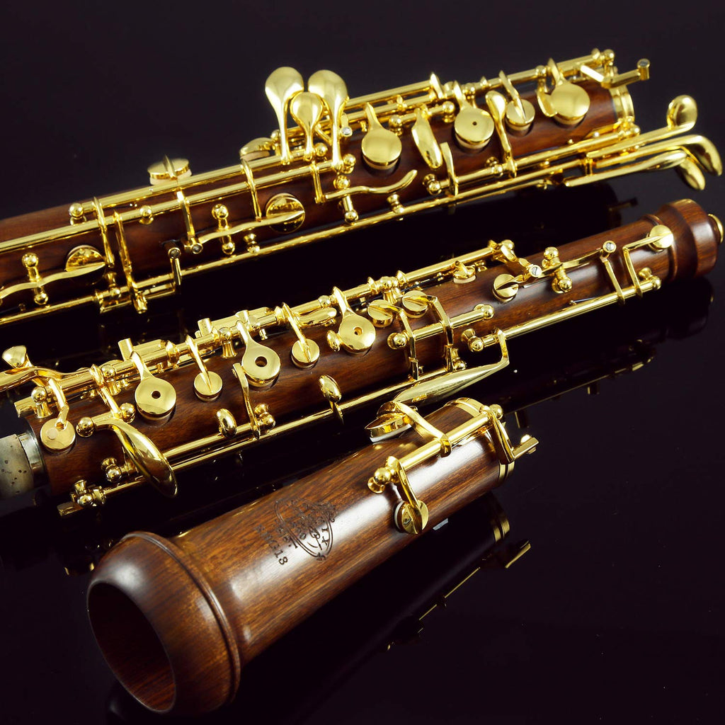 Rochix Oboe Professional Performance Level RHG13 Redwood Body Gold Plated Semi Automatic C Tone with 2 Reeds,1 Cleaning Cloth,1 Oboe Swab,1 Thumb Rest,1 Case and More
