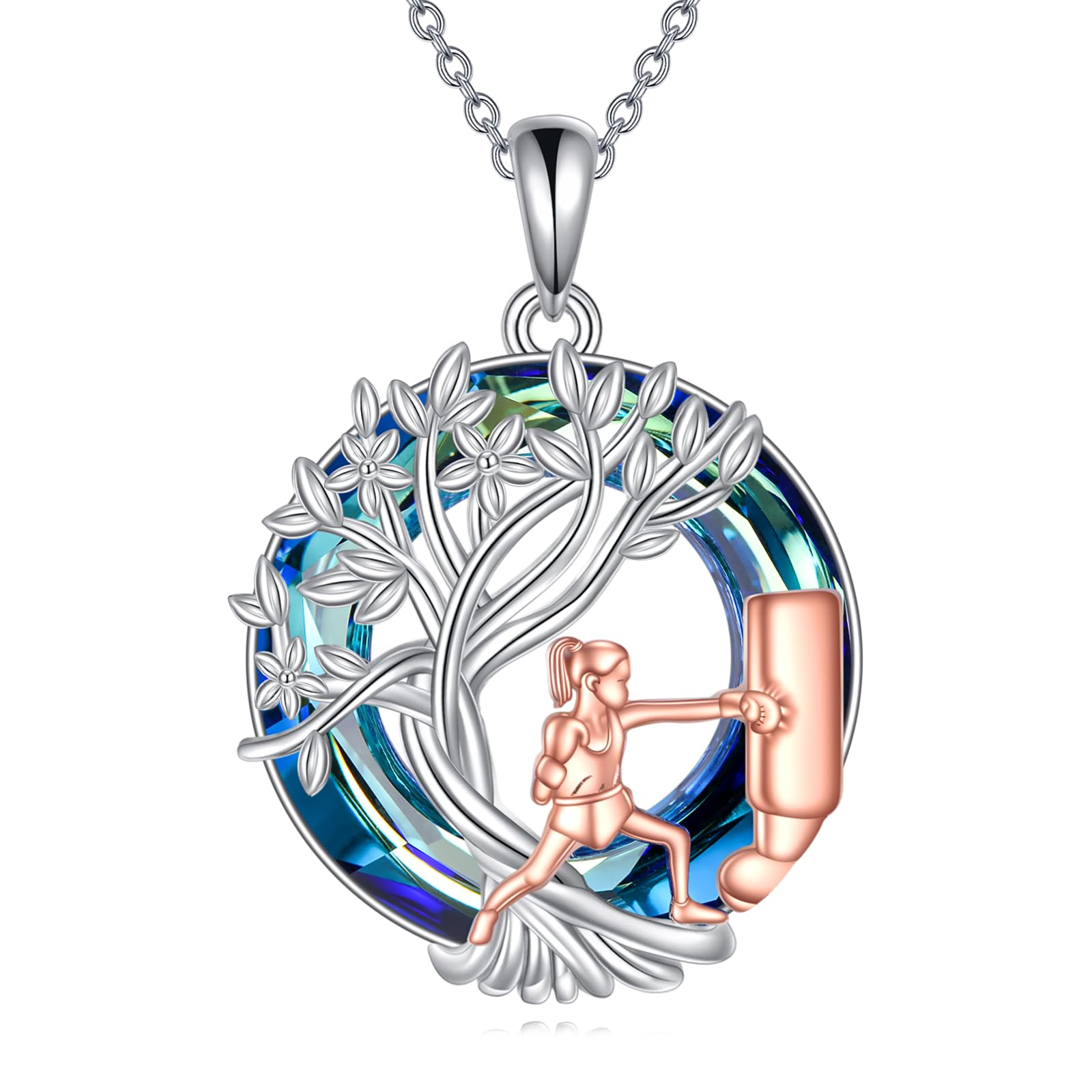 YFN Tree of Life Necklace Sterling Silver Crystal Jewelry Graduation Birthday Gifts for Women