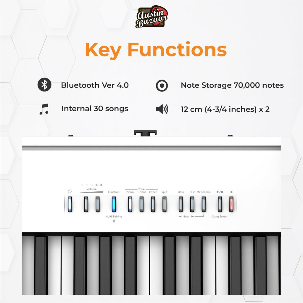 Roland FP-30X 88-Key Digital Piano - Black Bundle with Adjustable Stand, Bench, Sustain Pedal, Online Piano Lessons, Instructional DVD, and Austin Bazaar Polishing Cloth