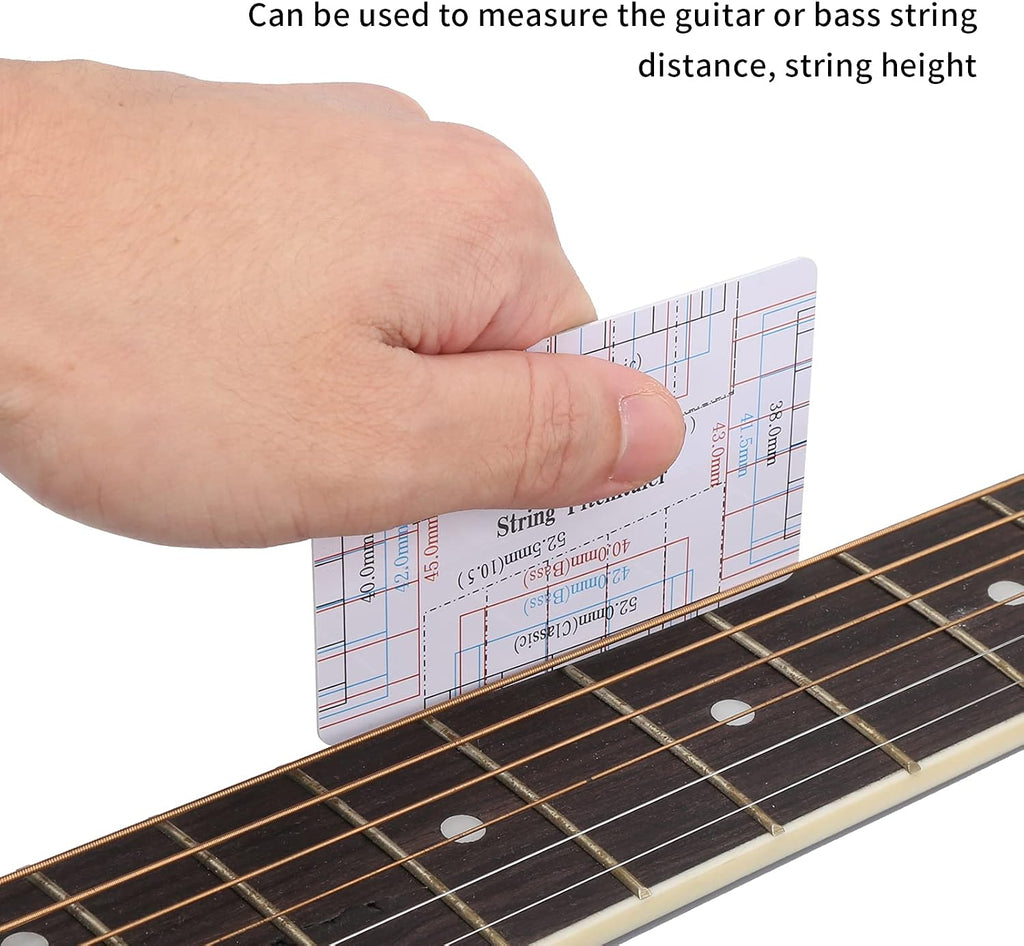 Luthier Radius Gauge Set, Guitar and Bass String Height Measuring Tool with 9 - Piece Stainless Steel Radius Templates, File & Ruler for Fretboard Setup, Neck Repair, and Action Ad