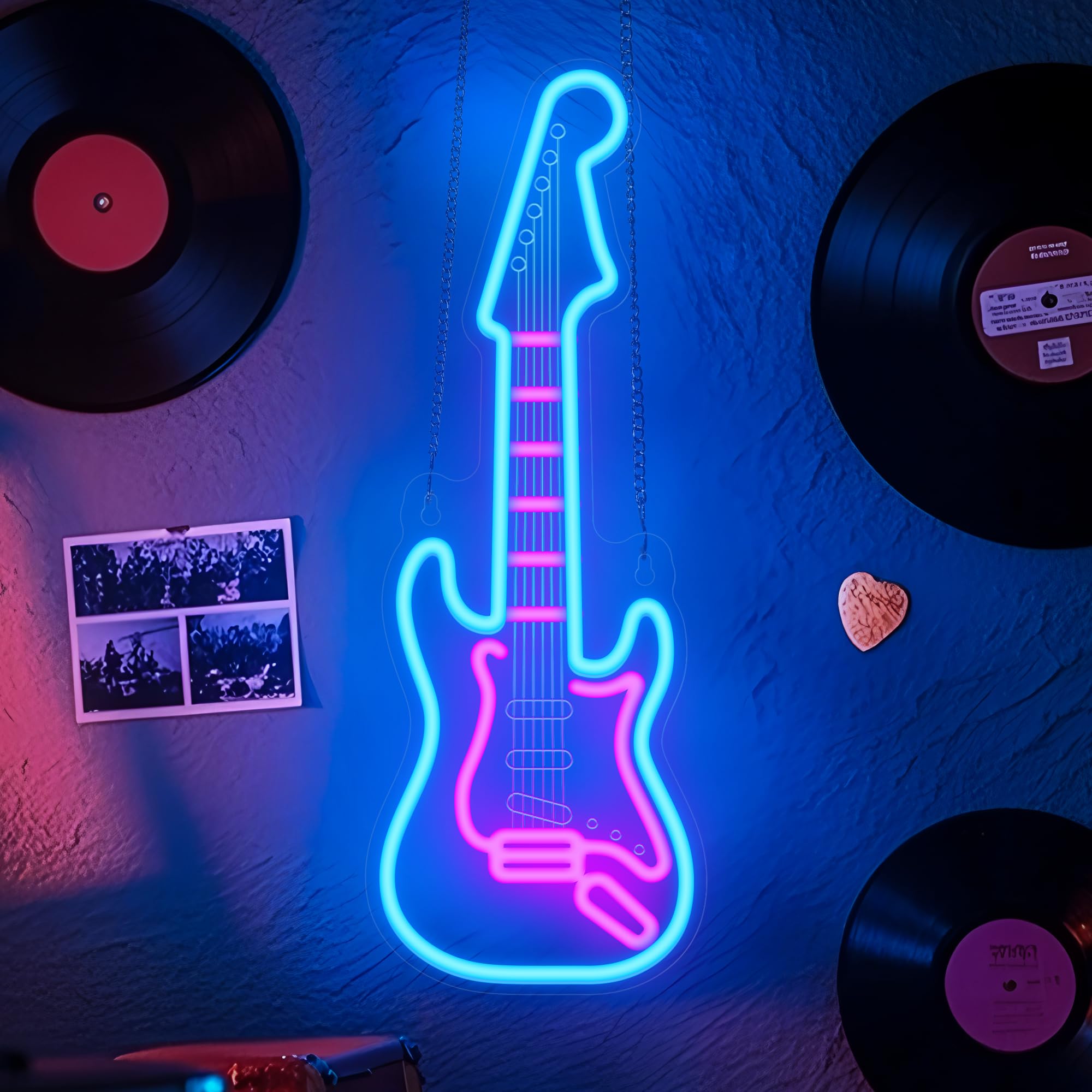 CoolGift Mart Acoustic Guitar Neon Light, Dimmable LED Guitar Neon Wall Sign USB Powered, Decorations for Bedroom Living Room Man Cave Music Studio, Gift for Guitar Players Guitarists Music Lovers