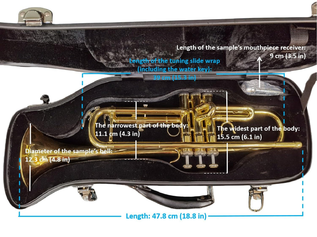 Crossrock Fiberglass Case fits for Trumpet with removable shoulder straps-Black(CRF1020TRBK)