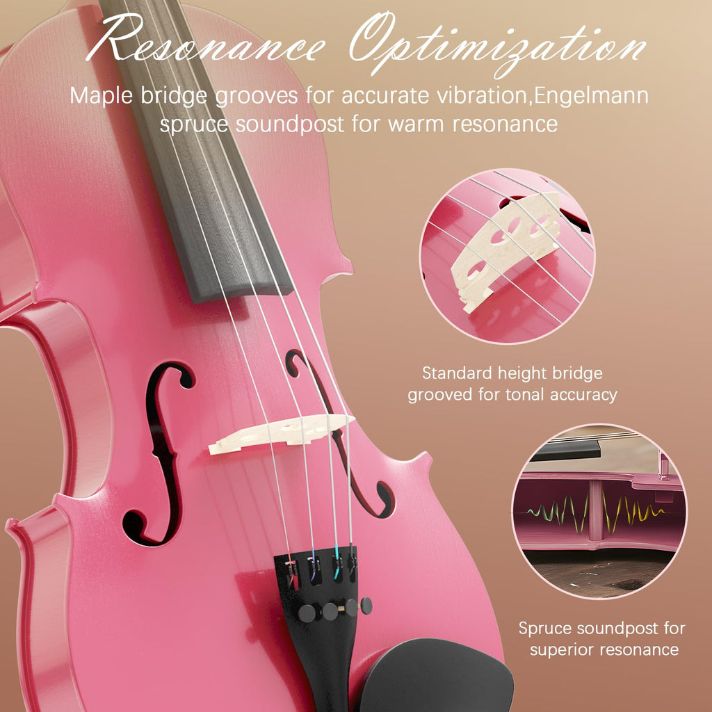 Beginner Violin 4/4, Full Size Violin for Adults, Teens, Student, Acoustic Fiddle Kit with Hard Case,Tuner,Mute,Shoulder Rest,Extra Strings,Cleaning Cloth,Learners Age 12+ (Reddish Brown)