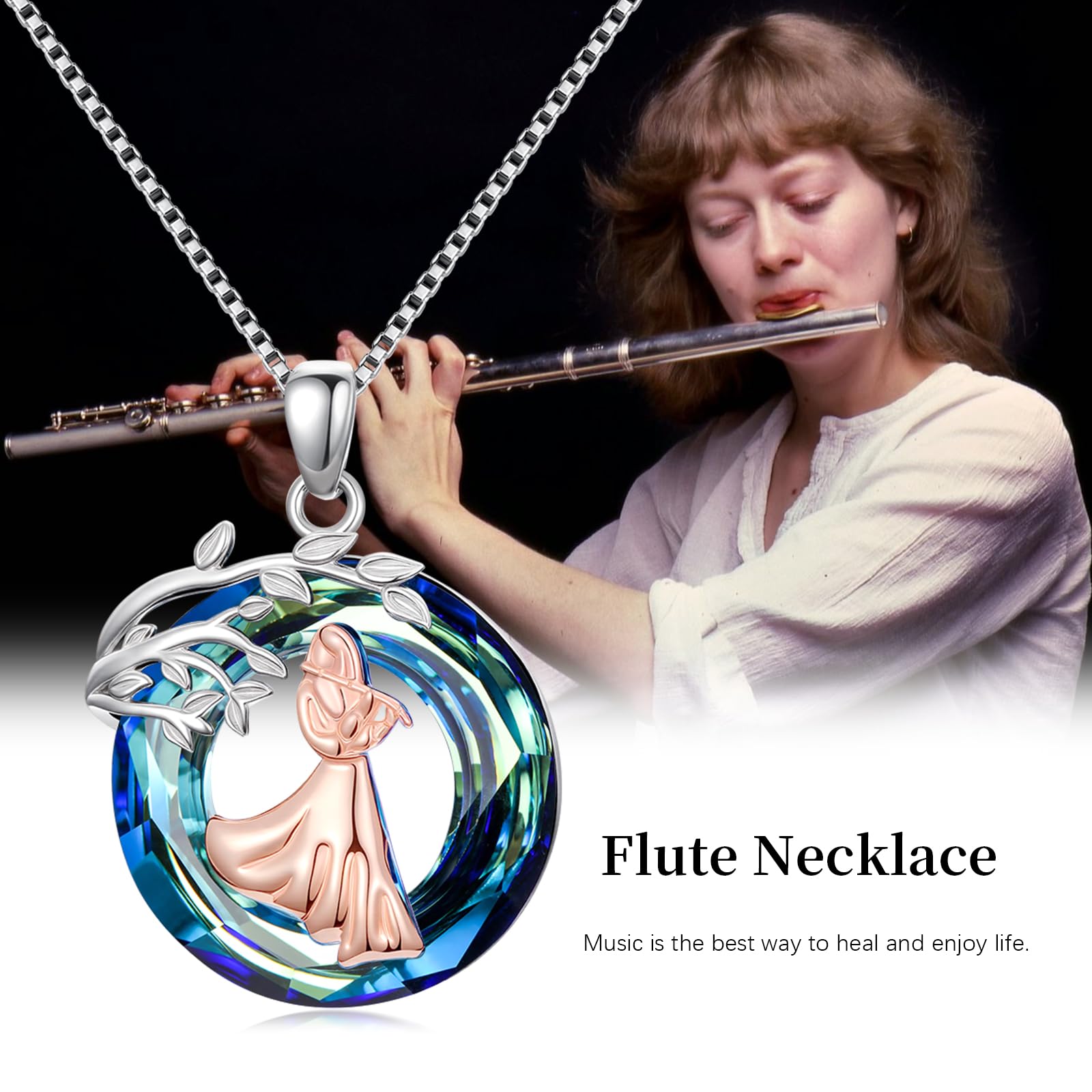 Sport/Music Necklace for Women 925 Sterling Silver Crystal Pendant Tree of Life Jewelry Gifts for Sport Players