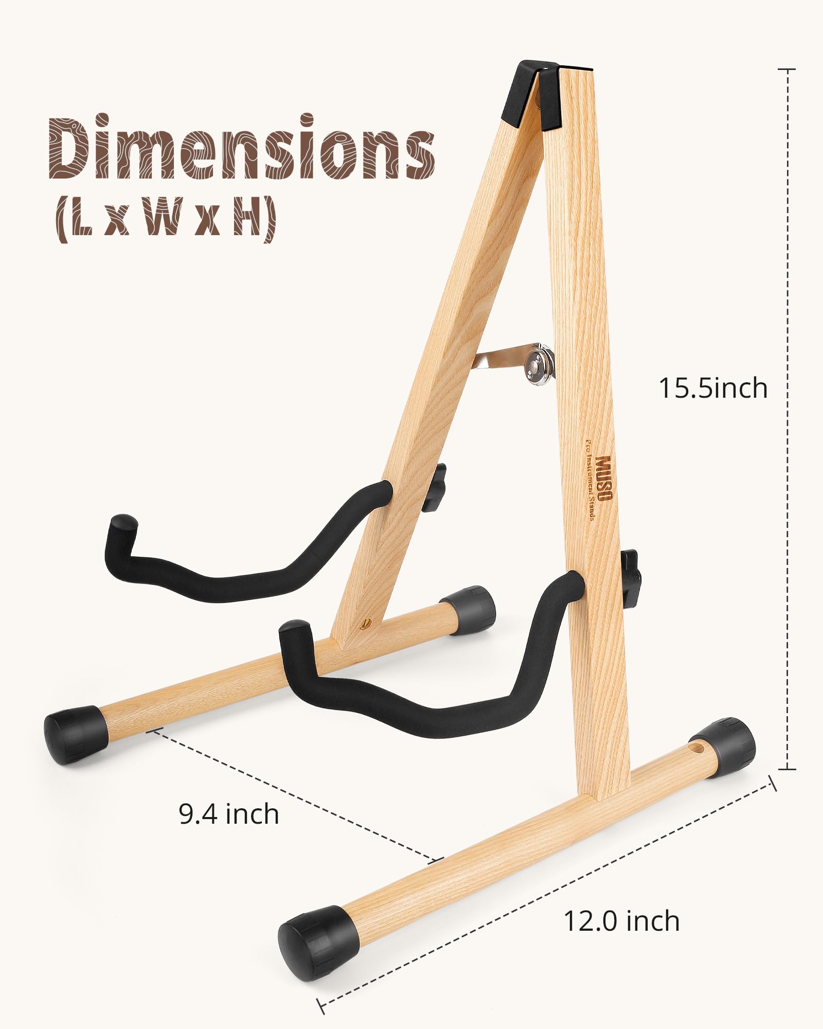 MUSO Cello Stand with Bow Holder,A-Frame Floor Stand with Padded Foam, Handcrafted Cello Rack Fits 1/2, 3/4, 7/8, 4/4 Full-Size and Guitar, Instrument Holder for Home and Studio Display