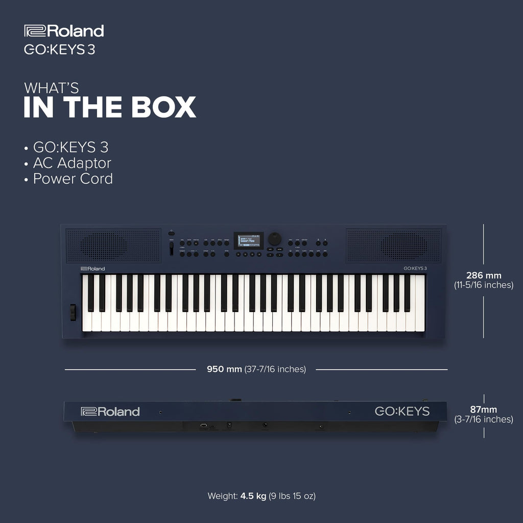 Roland GO:KEYS 3 Music Creation Keyboard | 61-Note Keyboard | Built-In Stereo Speakers | Bluetooth Audio/MIDI Support for Music Streaming - Dark Red