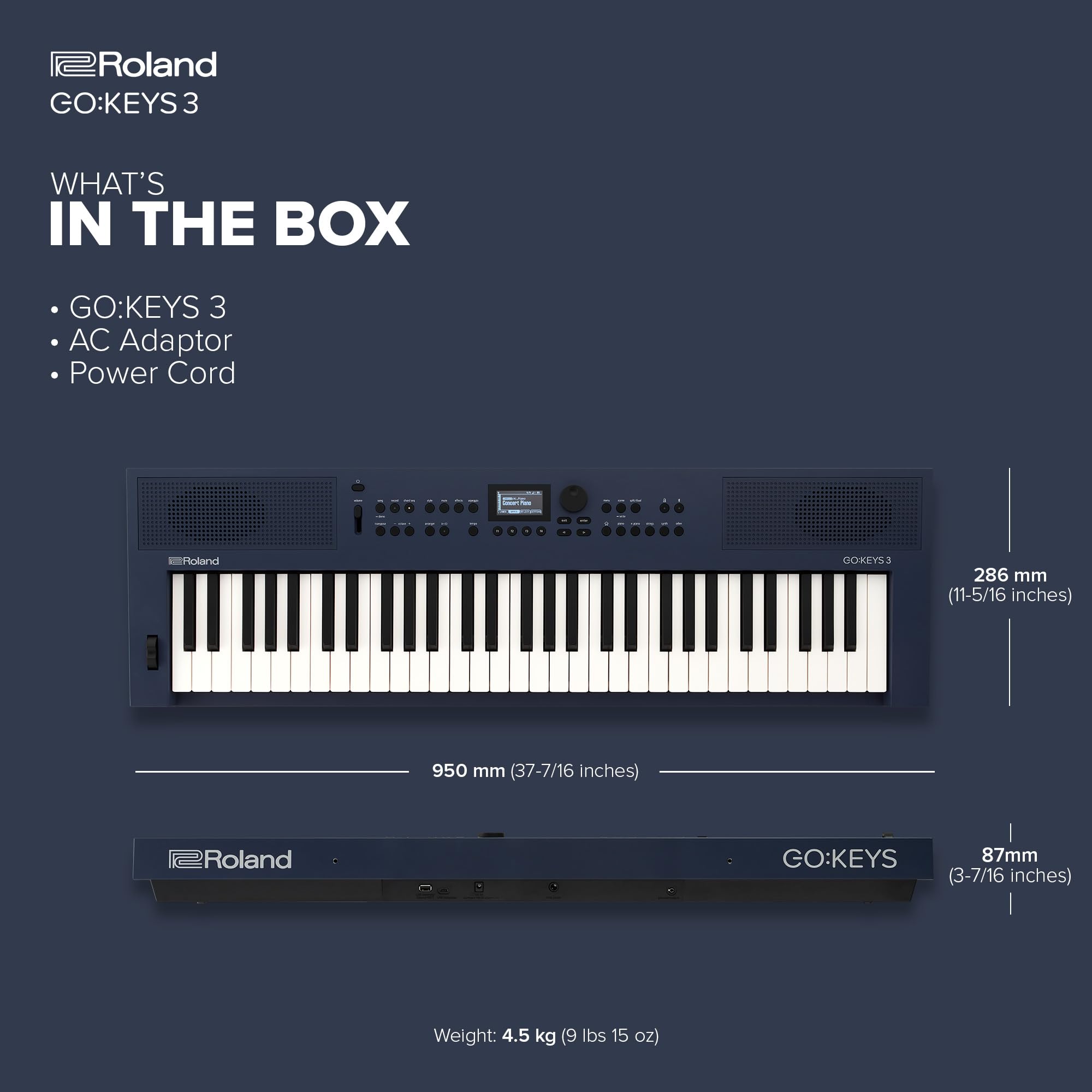 Roland GO:KEYS 3 Music Creation Keyboard | 61-Note Keyboard | Built-In Stereo Speakers | Bluetooth Audio/MIDI Support for Music Streaming - Dark Red
