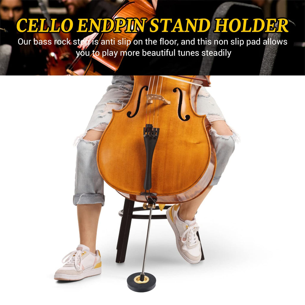 Facmogu Rock Stop for Cello, Cello Endpin Rest for Floor Protector String Instrument Accessory Christmas Gift, Rock Stop Endpin Stand Holder with Reinforced Brass Cup & Rubber Mat Anti-Slip Base