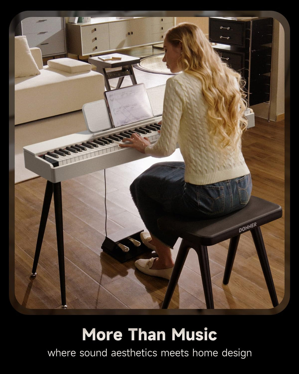 Donner OURA S100 Digital Piano with 88 Key Graded Hammer Weighted Keyboard for Beginner, Full Size Electric Piano Keyboard with Bluetooth, 3 Original Demos, LOCAL OFF, 2×10 W, Piano Three Pedal,White