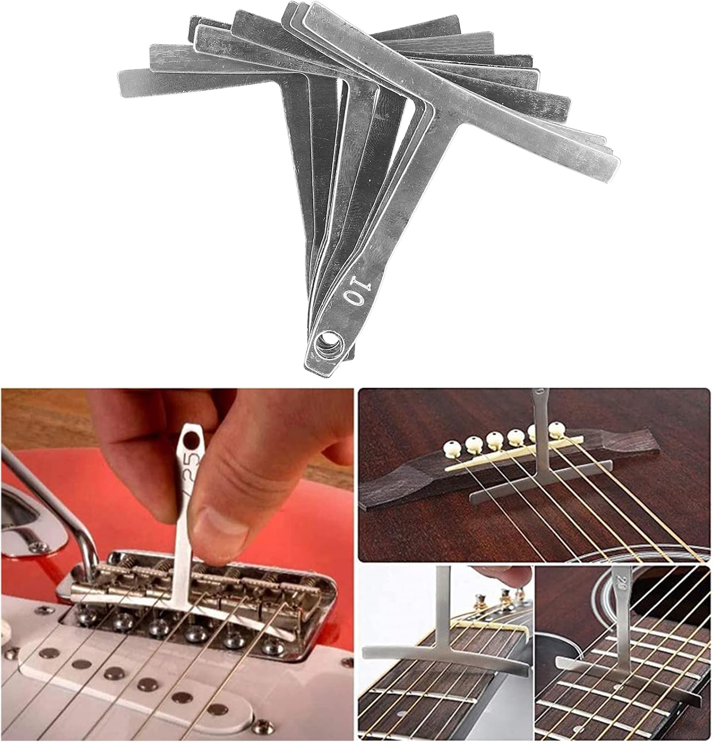 25Pcs Guitar Repairing Tools Kit Setup Kit Includes Carry Bag String Organizer Fingerboard Protector String Action Ruler Gauge for Guitar Ukulele Bass Mandolin Banjo