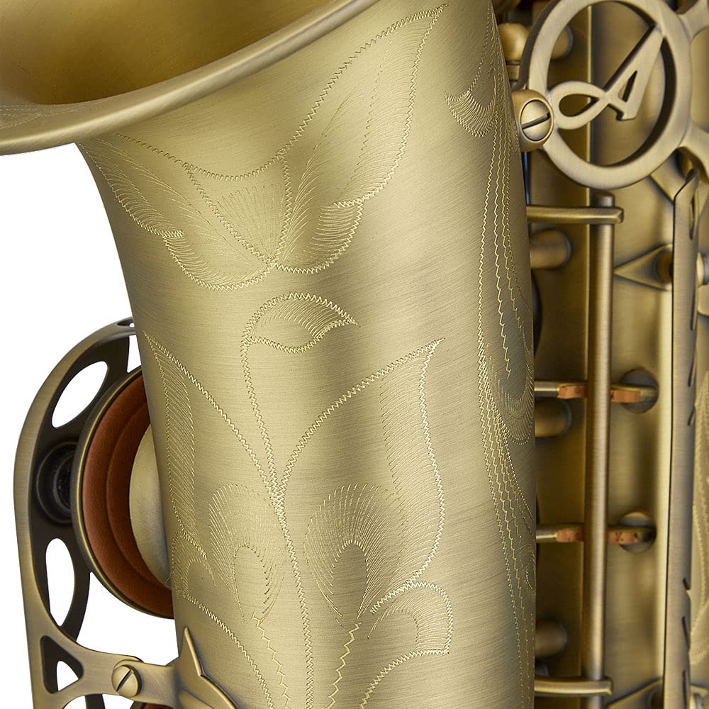 Antigua Winds PowerBell Professional Eb Alto Saxophone (Yellow brass/classic nickel plated/enlarged bell/new neck design/ergonomic design/hand engraving/ABS case)/WRAS4248CN
