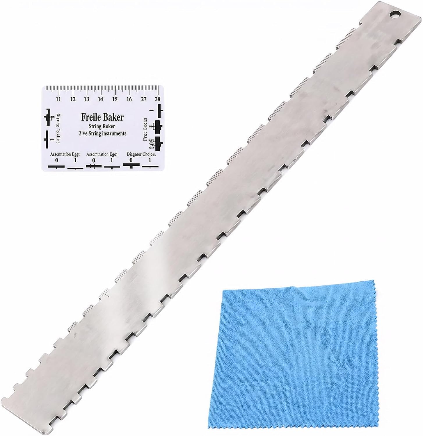 3 Pcs Notched Straight Edge Guitar Luthier Tool Kit, String Action Ruler Gauge for Leveling Neck Relief Check – High Accuracy Luthier Tool for Most Guitar Fretboards
