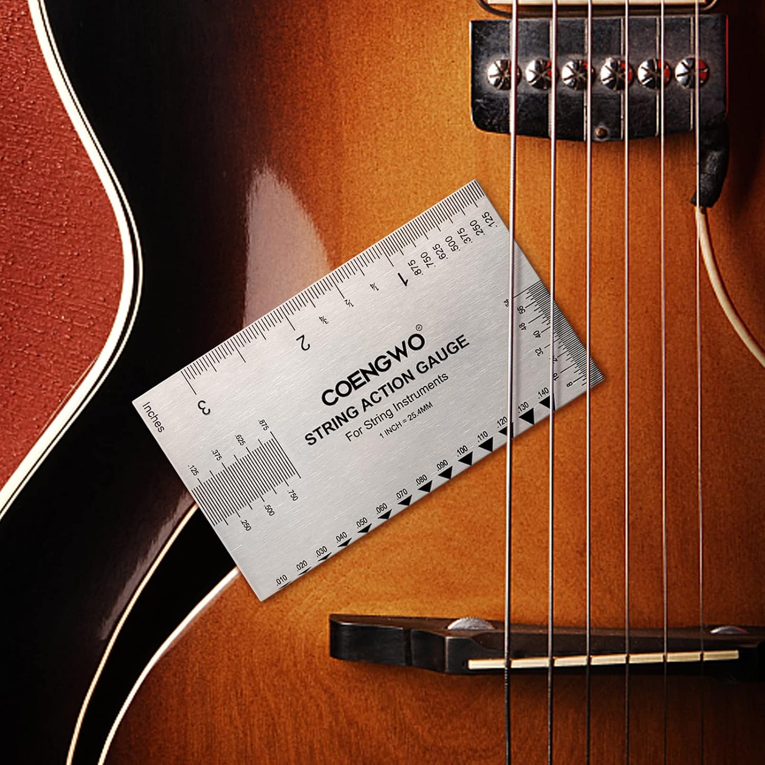 Guitar String Action Gauge, COENGWO String Height Gauge Ruler Guitar Setup Measuring Tool Kit for Guitar, Bass, Mandolin, Banjo