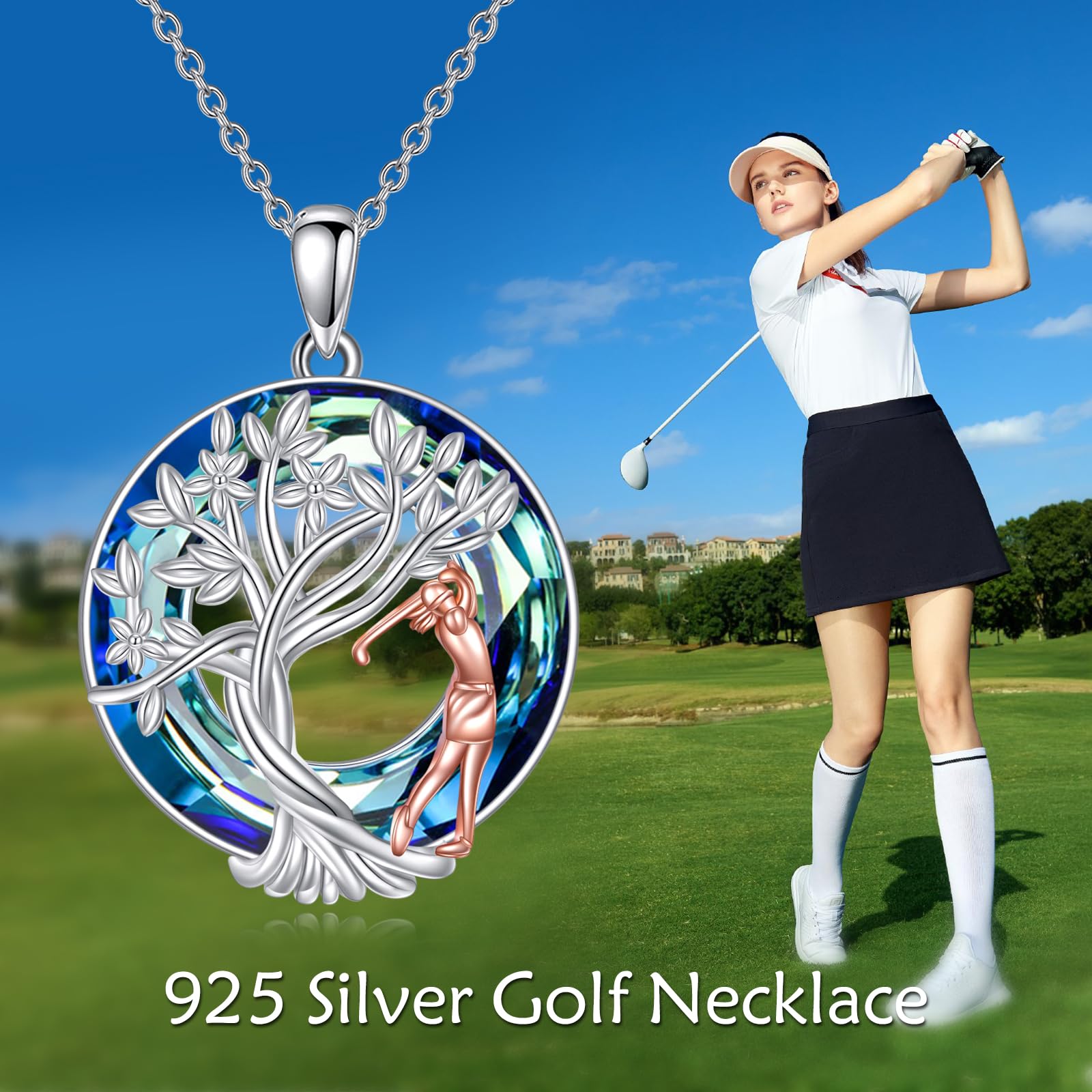 YFN Tree of Life Necklace Sterling Silver Crystal Jewelry Graduation Birthday Gifts for Women
