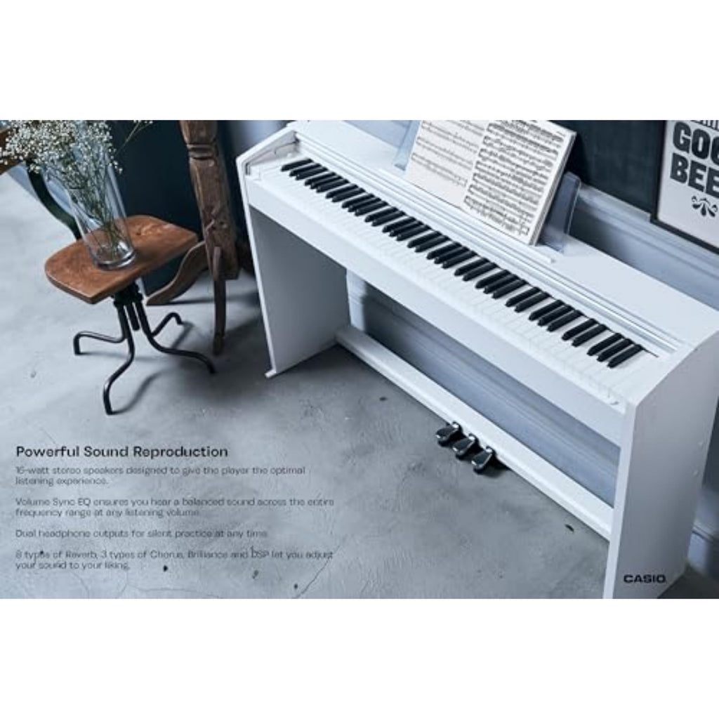 Casio Privia PX-770 – 88-Key Weighted Console Digital Piano | Tri-Sensor II Scaled Hammer Action Keys | AiR Sound Source, 19 Tones, Concert Play, 16W Stereo Speakers, USB-MIDI | Elegant White Cabinet