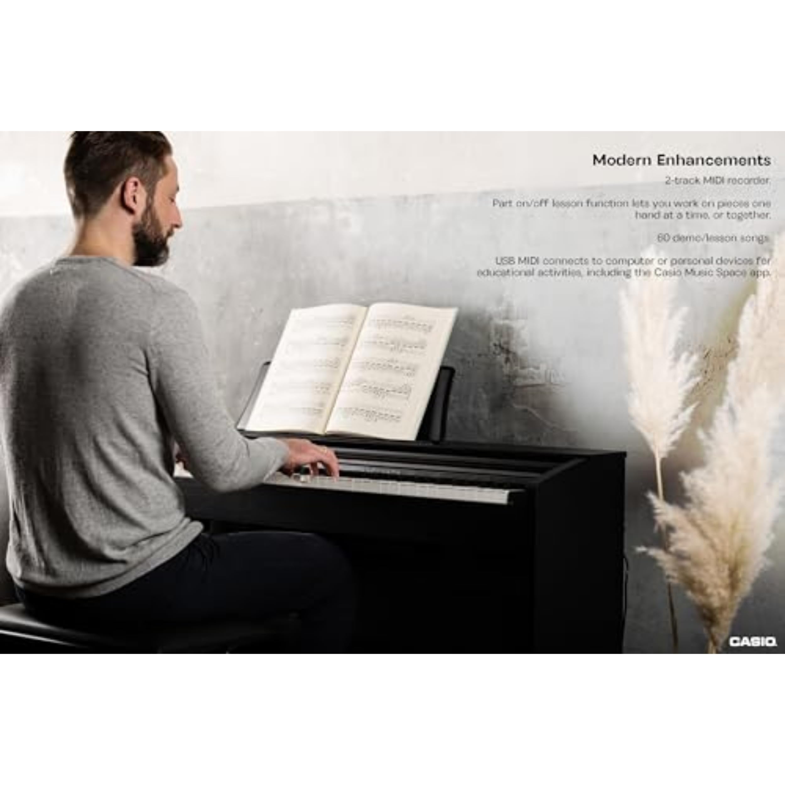 Casio Privia PX-770 – 88-Key Weighted Console Digital Piano | Tri-Sensor II Scaled Hammer Action Keys | AiR Sound Source, 19 Tones, Concert Play, 16W Stereo Speakers, USB-MIDI | Elegant White Cabinet