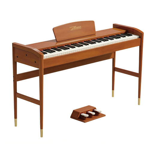 88 Key Weighted Hammer Action Digital Piano, French 5704 Chip, Solid Wood Stand, Triple Pedal, USB-MIDI, 192 Polyphony – For Adults & Intermediate