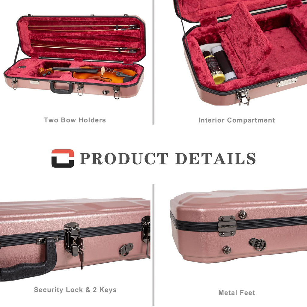 Crossrock 4/4 Violin Case with Carbon Pattern | Lightweight PC Shell, Plush Interior, Backpack Straps – Stylish & Protective for Daily Practice