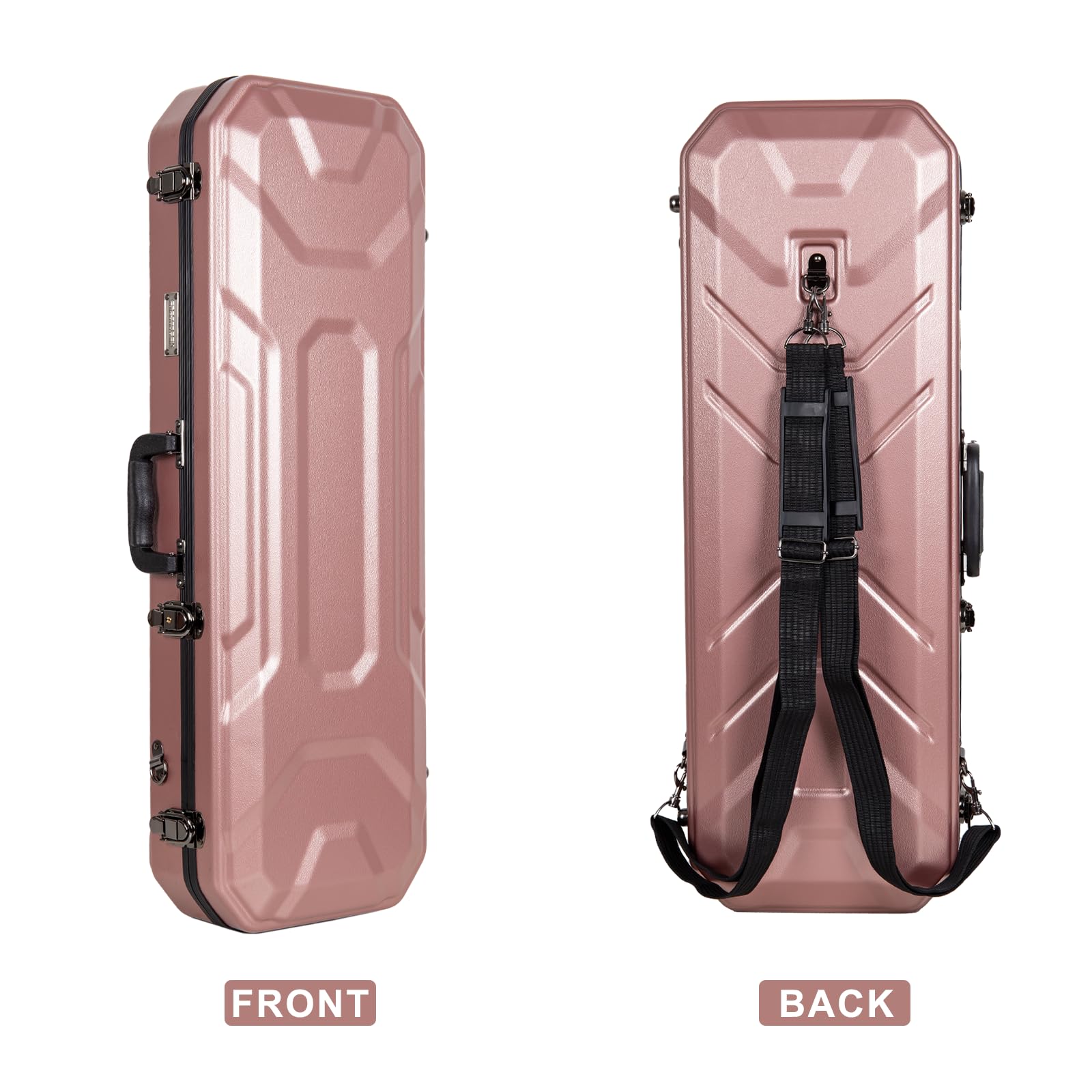 Crossrock Shaped Violin Case for 4/4 Full-Size Violin | Interior Accessory Compartment, 2 Bow Holders, Security Lock, Detachable Shoulder Straps - Black (CRA880VFBK)