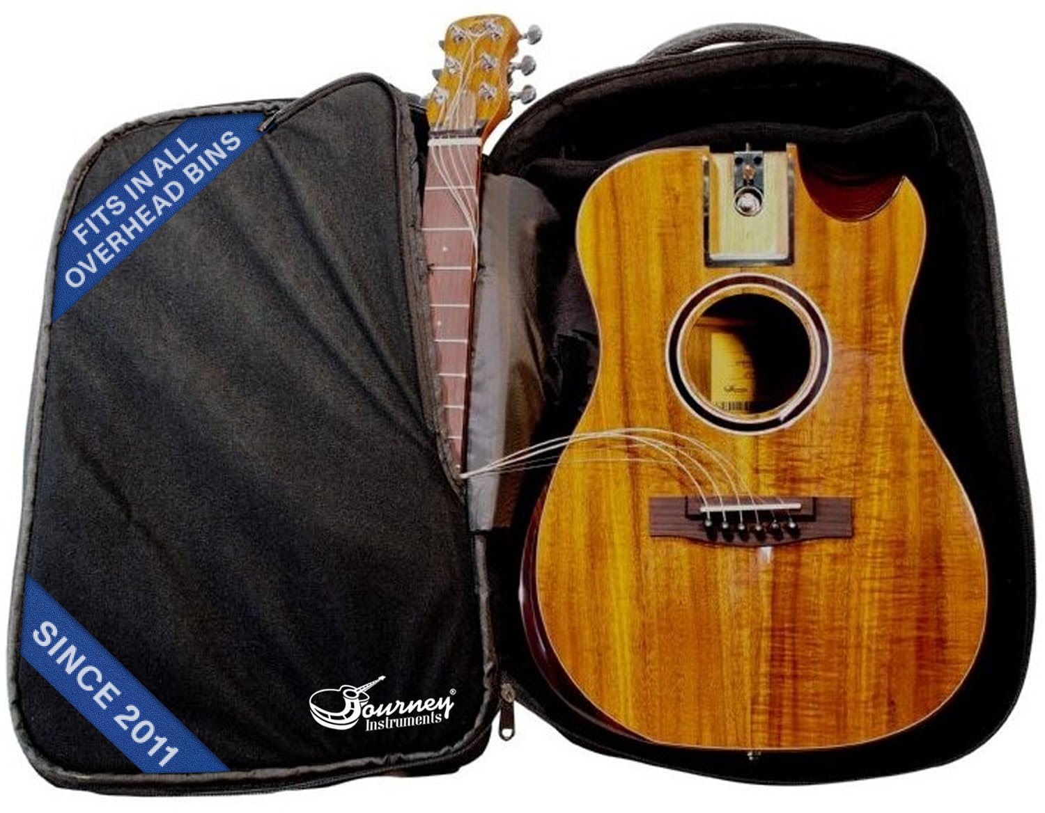 Journey Instruments Solid Sitka Acoustic Collapsible Travel Guitar PJ410N | Traveling Acoustic Guitar with Collapsible Patented System, Portable Backpack Case (African Mahogany)