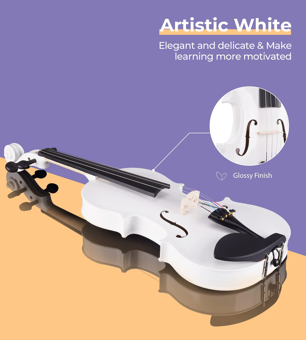 Vangoa 4/4 Full Size Beginner Violin Set, Acoustic Violin for Adults, Teens and Children over 11, Violin Beginner Set (with Hard Case, Rosin, Shoulder Rest, Bow, Spare Strings, Mutes and Black Set)