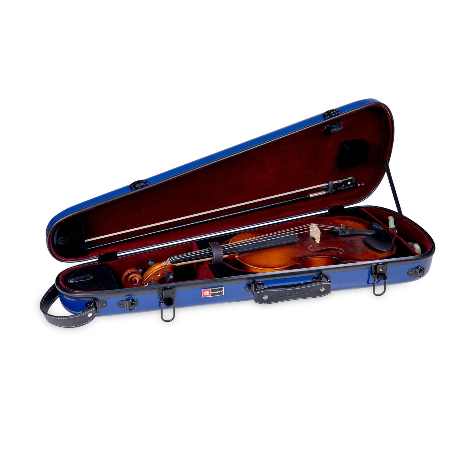 Crossrock Fiberglass Violin Case for 4/4 Full Size – Glossy Mint Blue Contoured Shell, Velvet Suspension Interior, Backpack Straps – Lightweight & Stylish (CRF1020VMB)