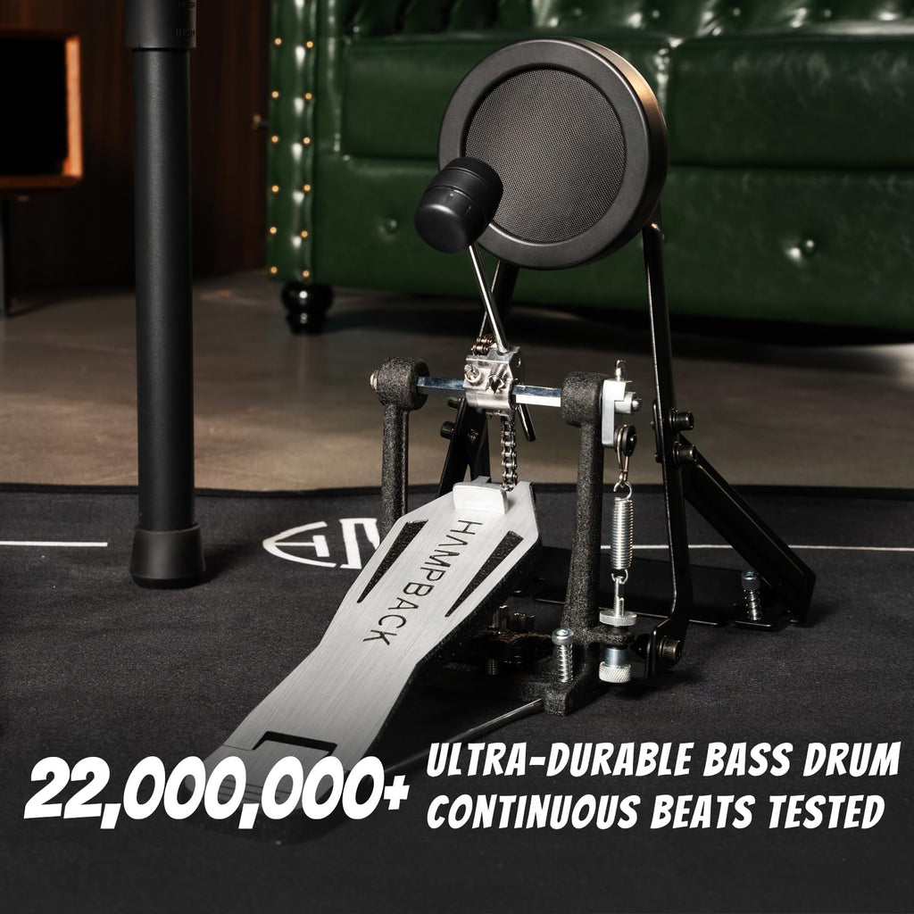 HAMPBACK MK-0 Electric Drum Set with 7'' Quiet Mesh Drum Pads, 8'' Full Rubber Cymbals, 12 Kits and 68 Authentic Sounds, USB MIDI, Throne, Sticks, Headphone, 2 Switch Pedals for Beginners & Kids