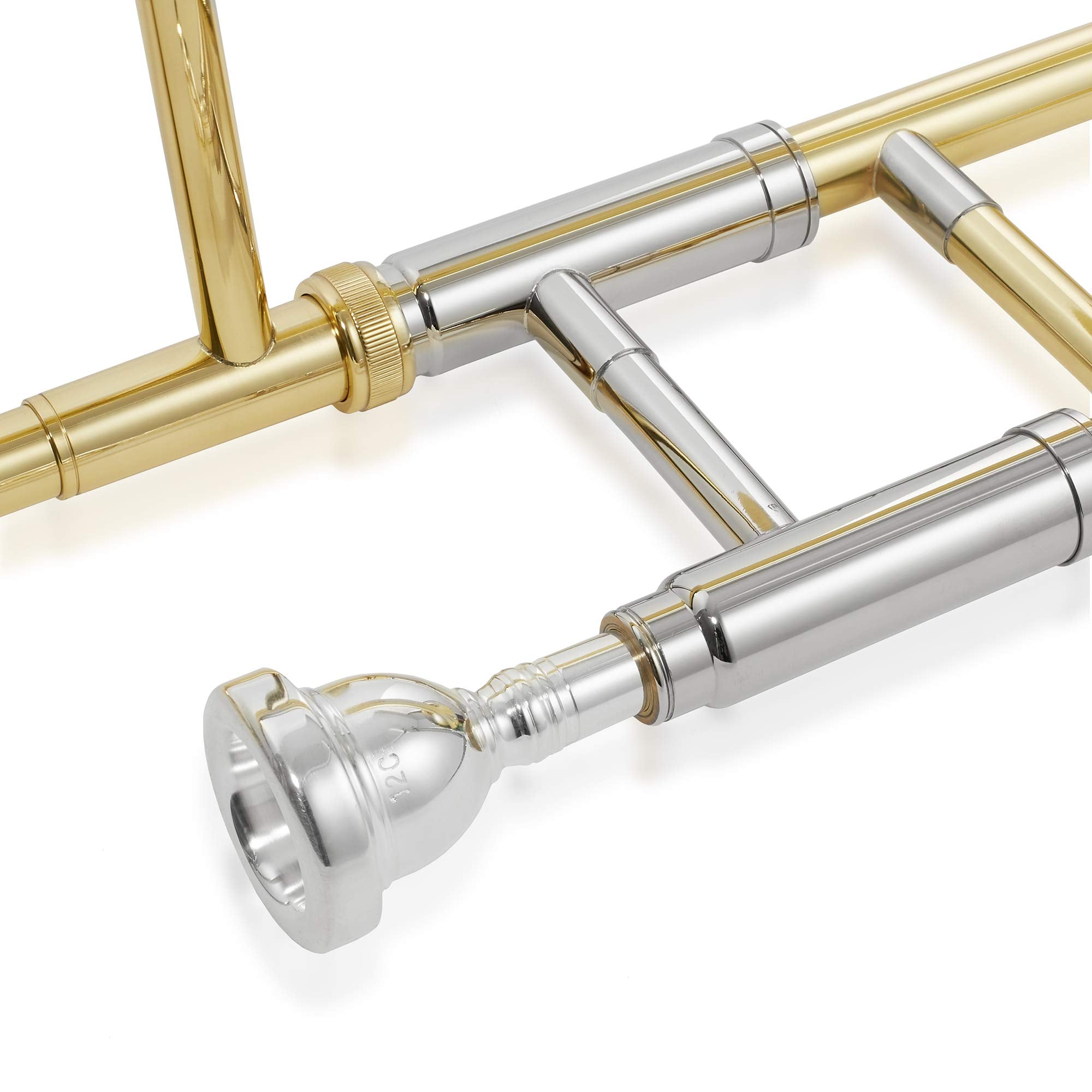 Ashthorpe Bb Tenor Slide Trombone with Nickel Plated Finish - Includes Case, Mouthpiece, Gloves, Cleaning Cloth, Slide Grease