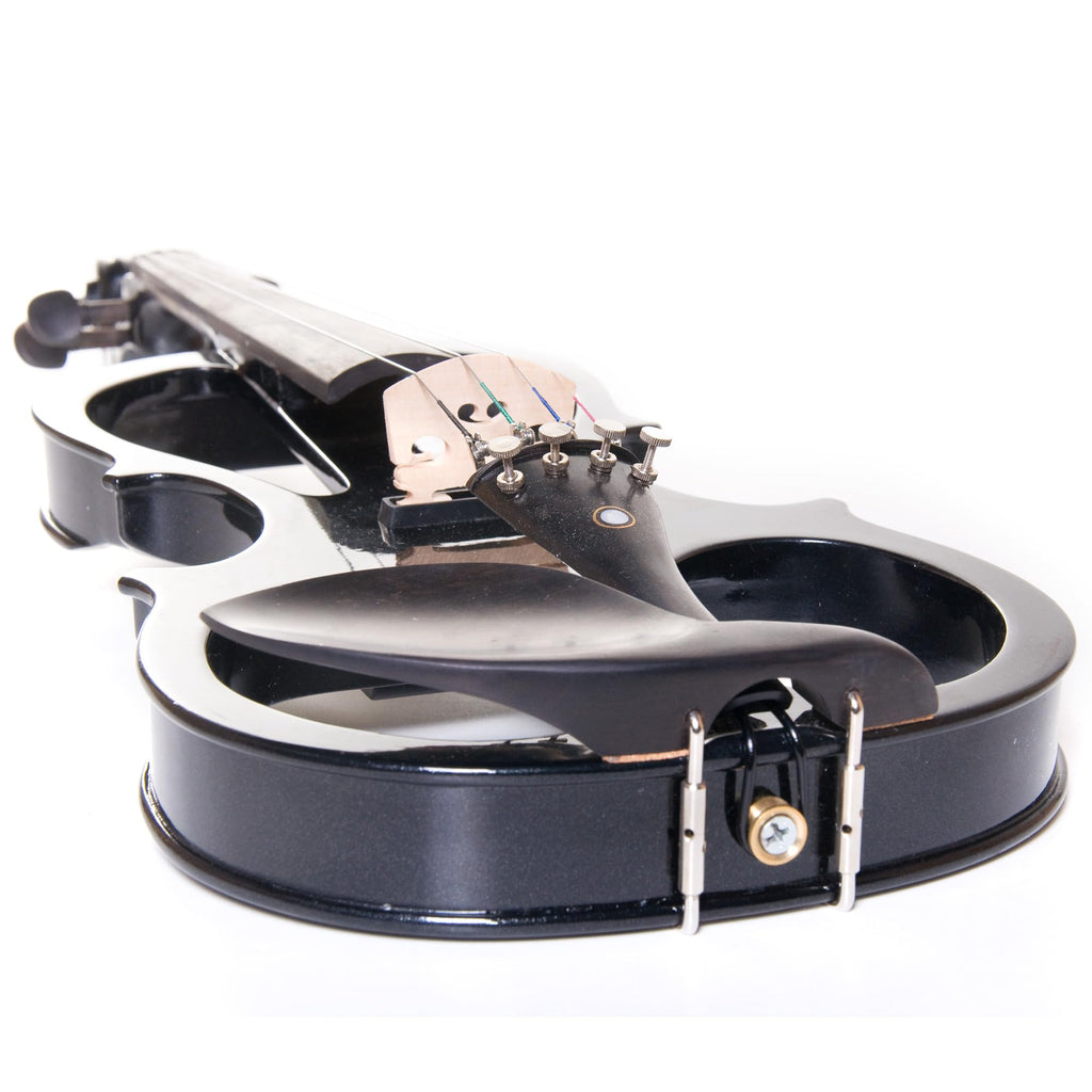 Cecilio Electric Violin 4/4 Full Size Silent Violin Set for Beginner, Solid Maple Wood Silent Violin with Ebony Fittings, Black Metallic
