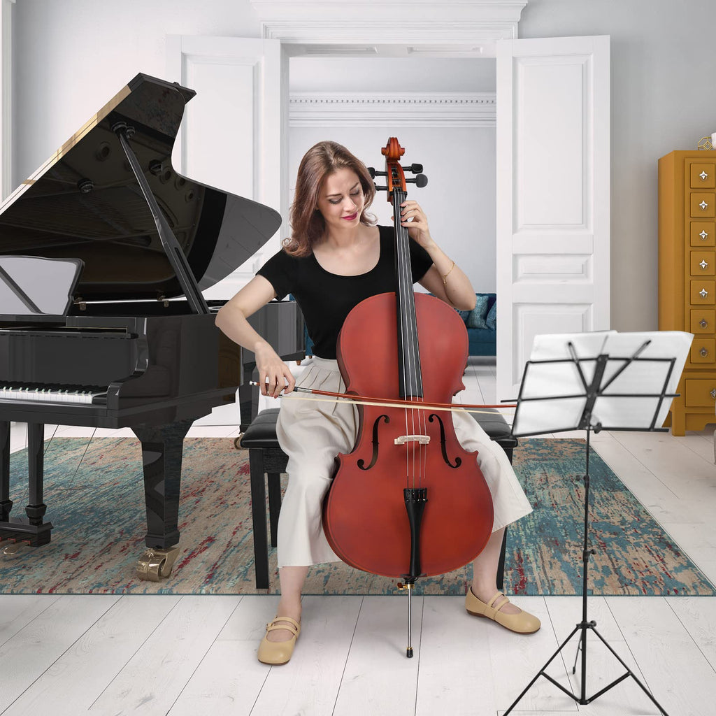 Ktaxon Full-Size Cello, Beginner Cello 4/4, Acoustic Cello Set with Portable Bag, Bow, Rosin, Bridge, Adults & Kids String Musical Instruments(White)