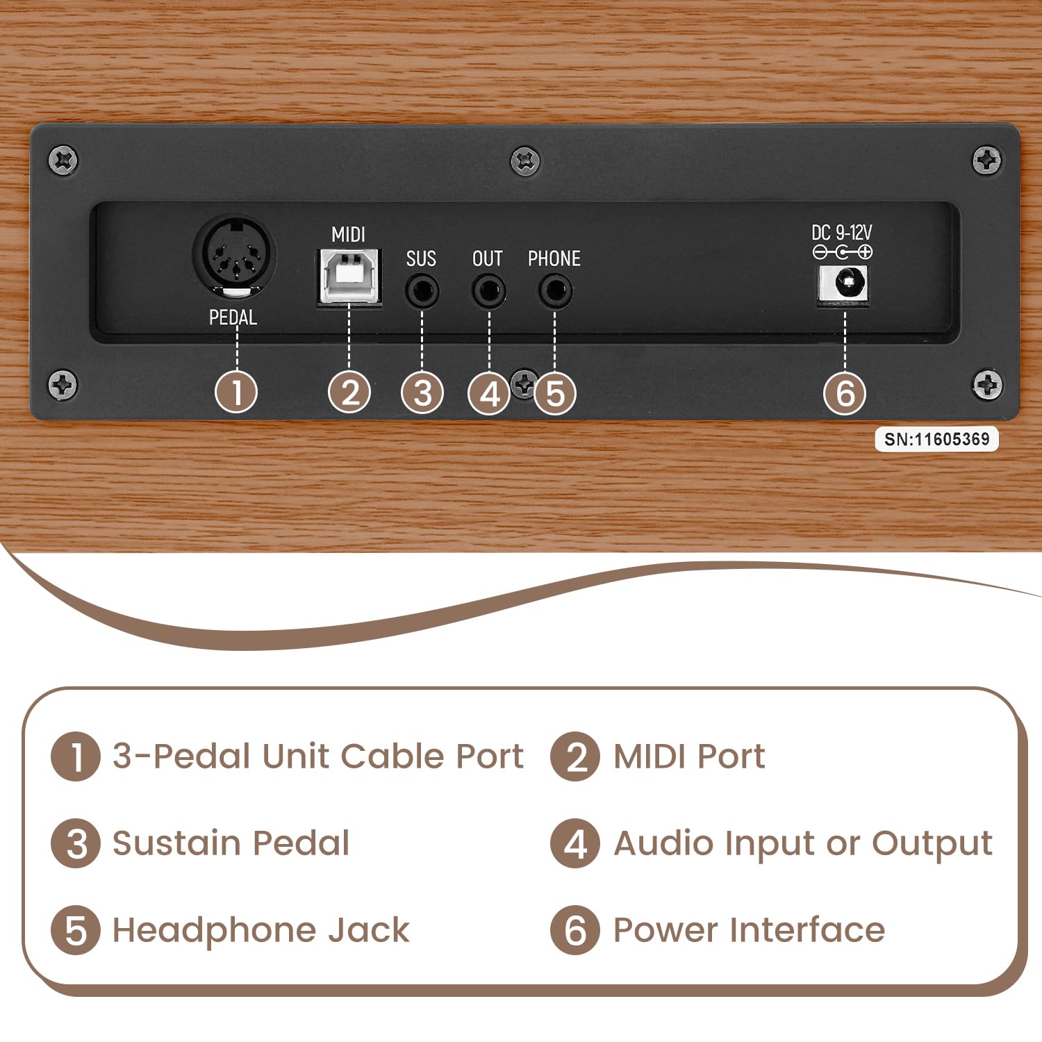 88 Key Digital Piano Keyboard for Beginners, Fully Weighted Wooden Electric Piano with Triple Pedal, Headphone, Supports MIDI Connecting, French Dream Sound Source (Brown)