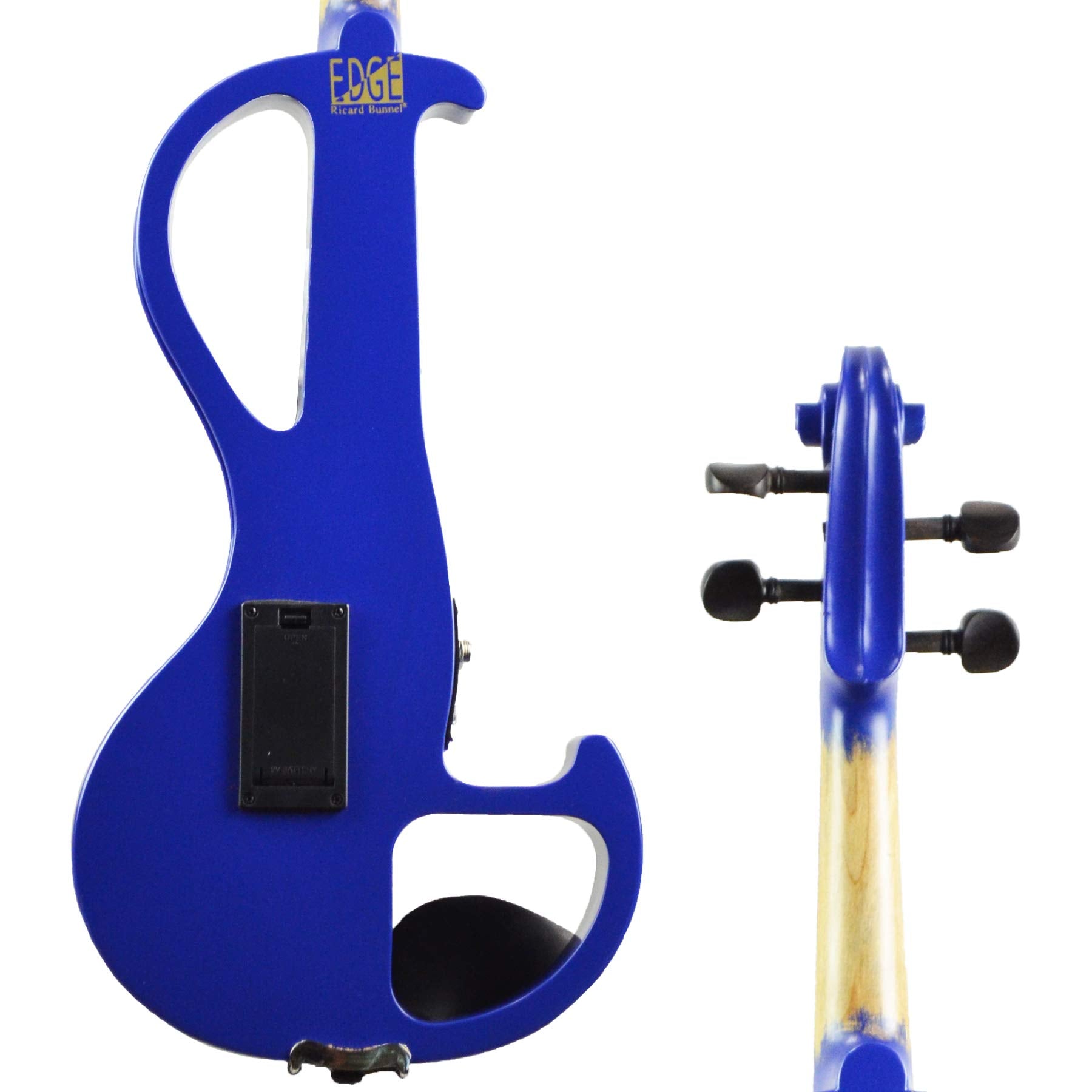 Electric Violin Bunnel Edge Outfit 4/4 Full Size (Light Zebrano) — With Carrying Case and Accessories - Mini Amp - Headphone Jack - Piezo Ceramic Pick-up - from Kennedy Violins