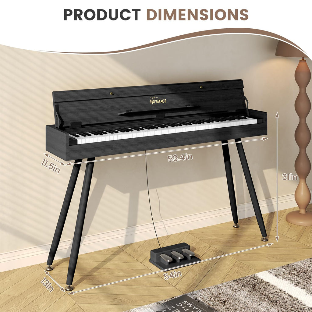 88 Key Digital Piano Keyboard for Beginners, Fully Weighted Wooden Electric Piano with Triple Pedal, Headphone, Supports MIDI Connecting, French Dream Sound Source (Brown)