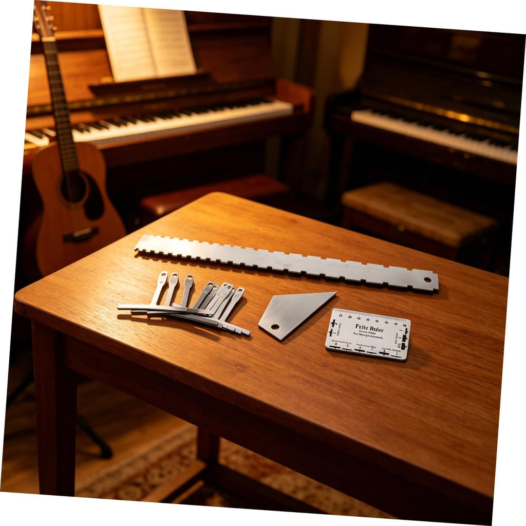 Luthier Guitar String Action Gauge Ruler Steel Radius Gauge Fret Rocker Measuring Tool for Electric and Bass Guitar Setup and Repair