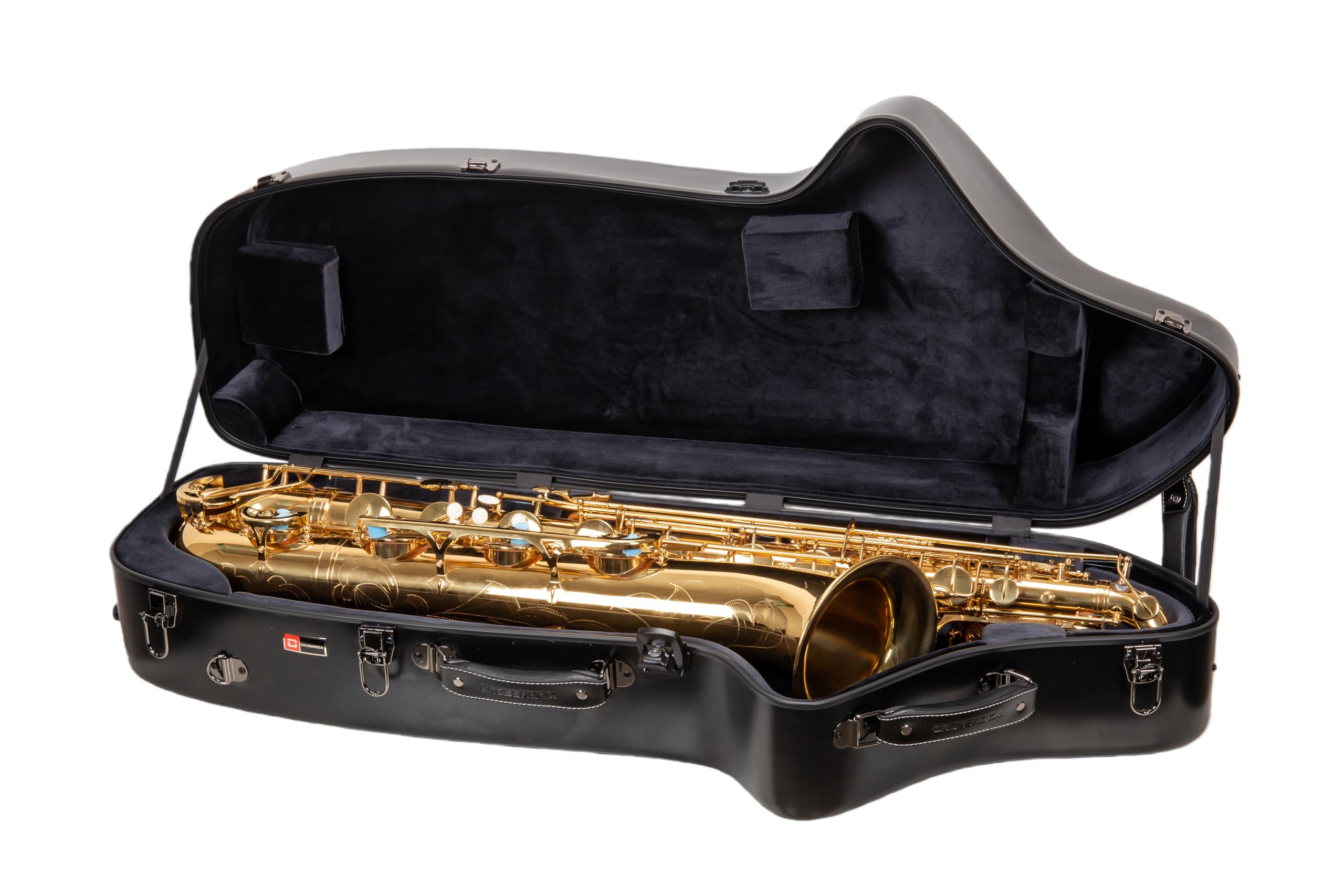 Crossrock Low A Baritone Saxophone Case with Wheels | Polycarbonate Hard Shell, TSA Lock, Anti-Scratch Finish, Neck & Mouthpiece Storage–Black (CRF4050BSBK)