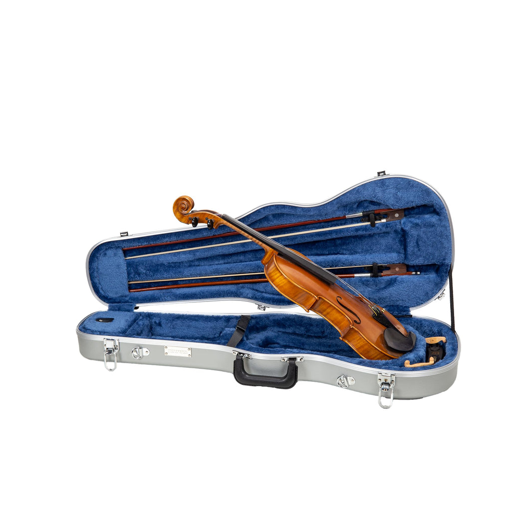 Crossrock Shaped Violin Case for 4/4 Full-Size Violin | Interior Accessory Compartment, 2 Bow Holders, Security Lock, Detachable Shoulder Straps - Black (CRA880VFBK)