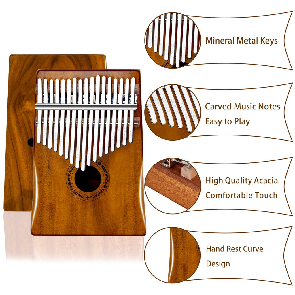 EASTROCK 17 Key Electric Kalimba Thumb Piano Built-in Pickup Professional Electric Kalimba Finger Piano for Kid Adults Beginners Professional (Mahogany Hand Rest EQ)