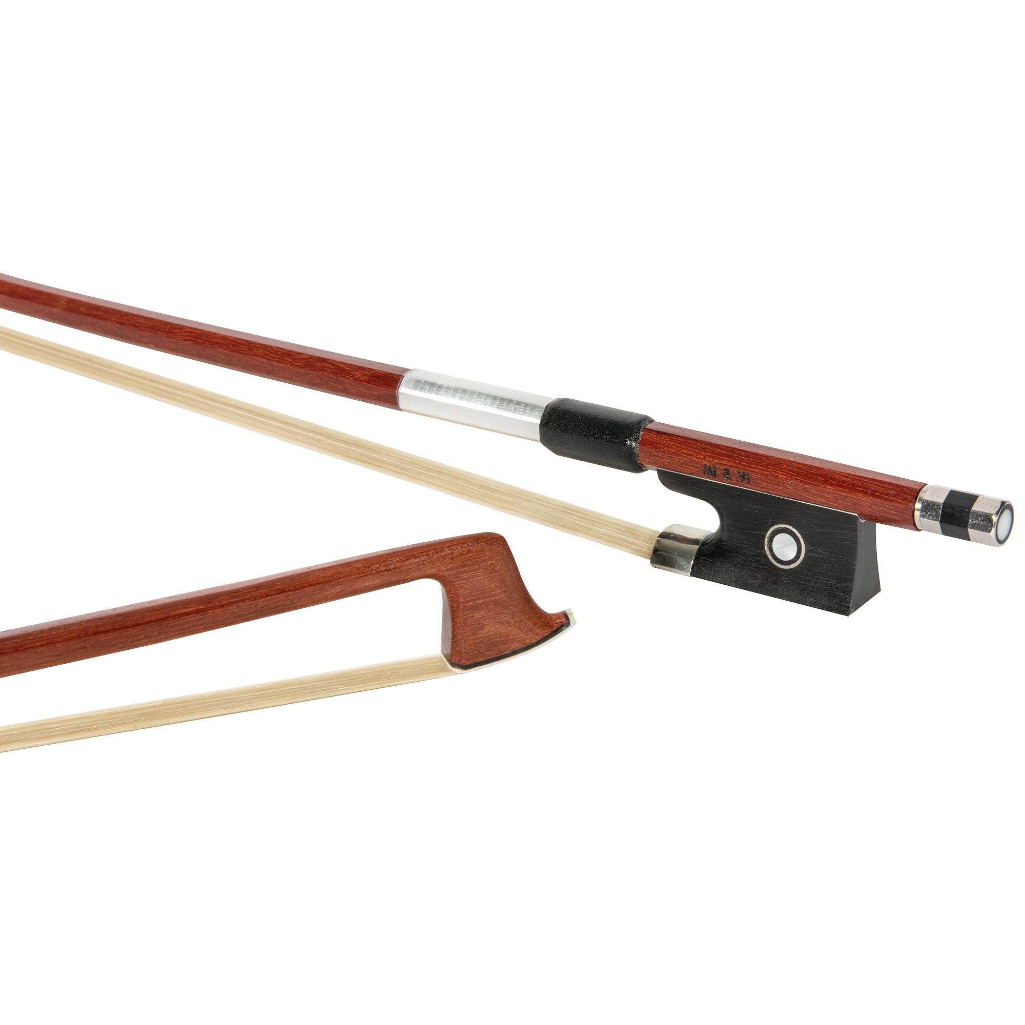 MI&VI NB-510 Brazilwood Violin Bow (1/2 Size) with Ebony Frog | Octagonal Silver Mount | Well Balanced | Light Weight | Real Mongolian Horse Hair - MIVI Music