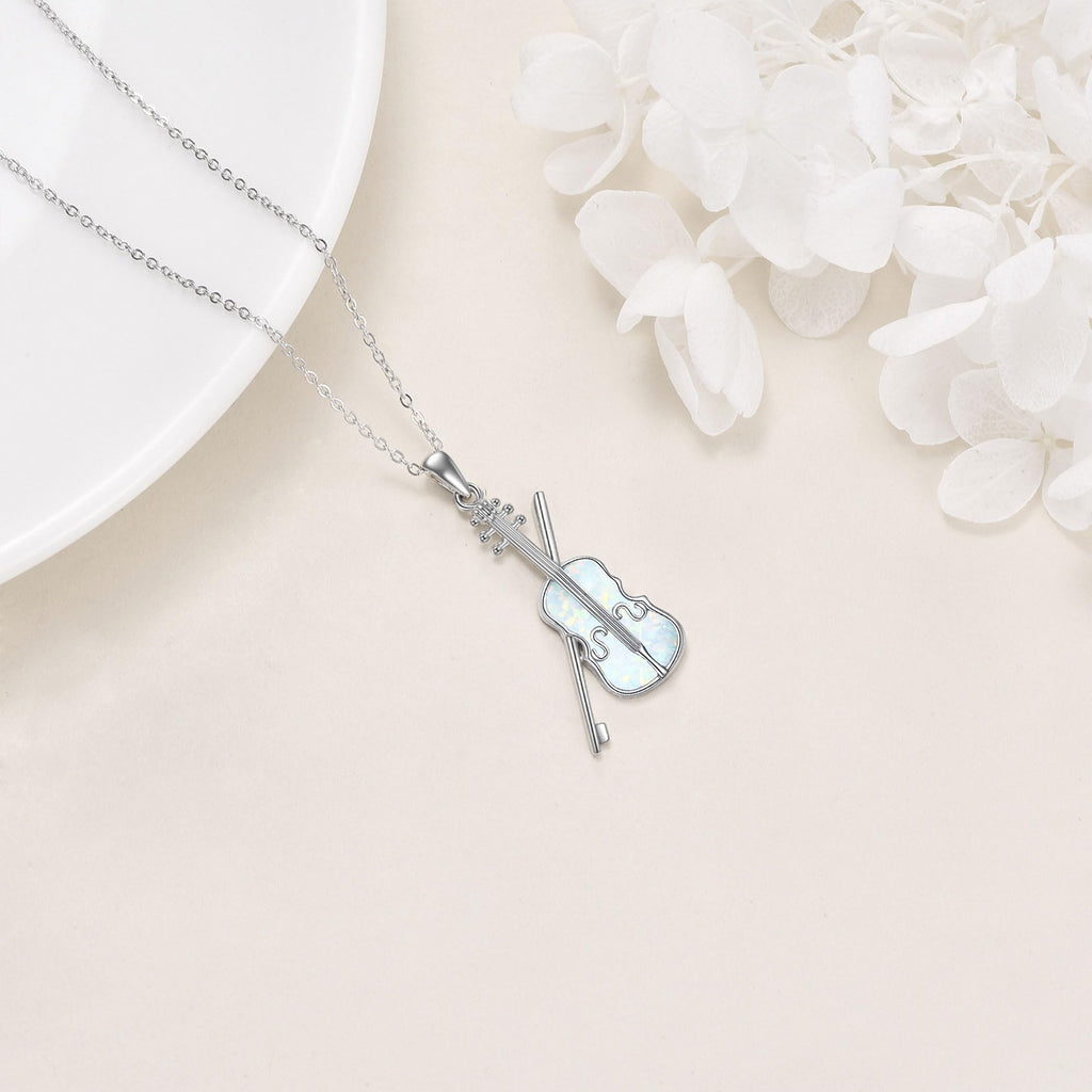YAFEINI Violinist Cellist Gifts for Her 925 Sterling Silver Cello Violin Pendant Necklace Music Jewelry for Women Birthday Christmas Gifts