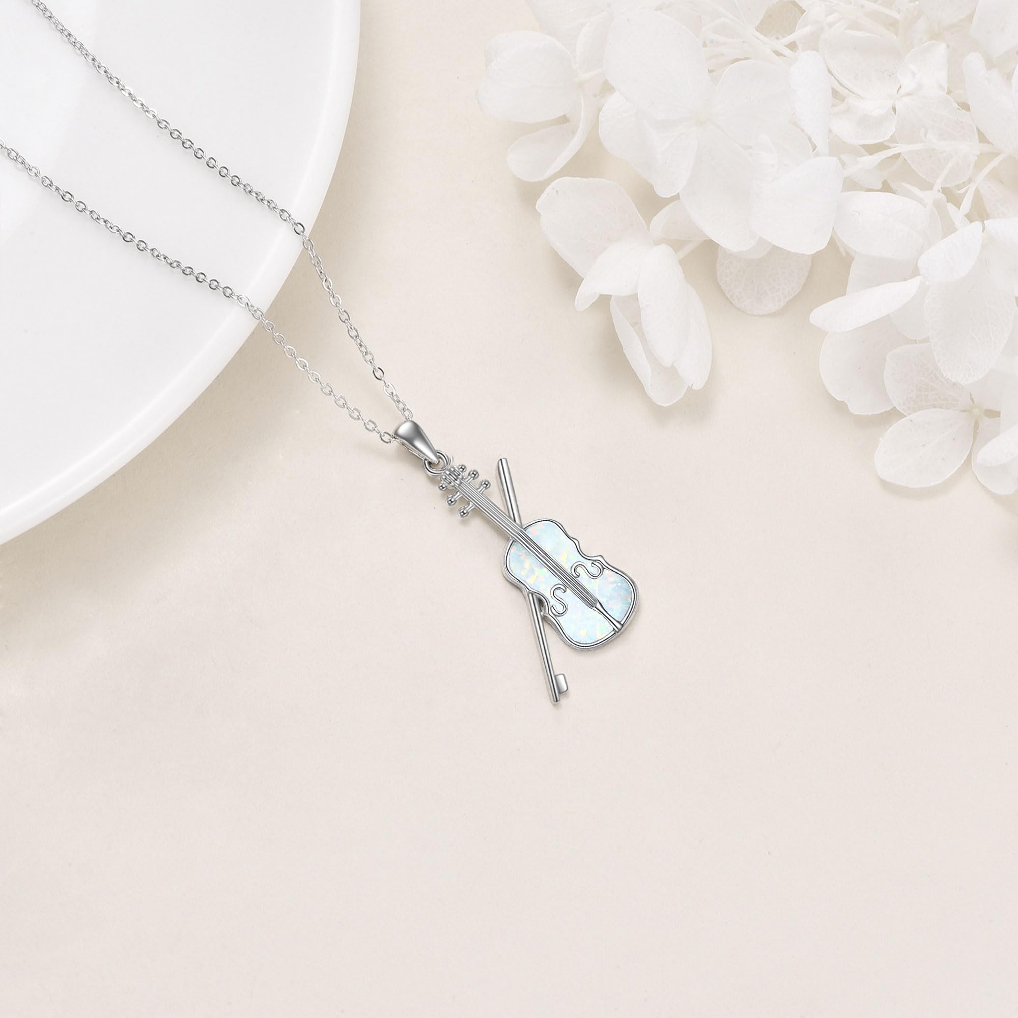 YAFEINI Violinist Cellist Gifts for Her 925 Sterling Silver Cello Violin Pendant Necklace Music Jewelry for Women Birthday Christmas Gifts