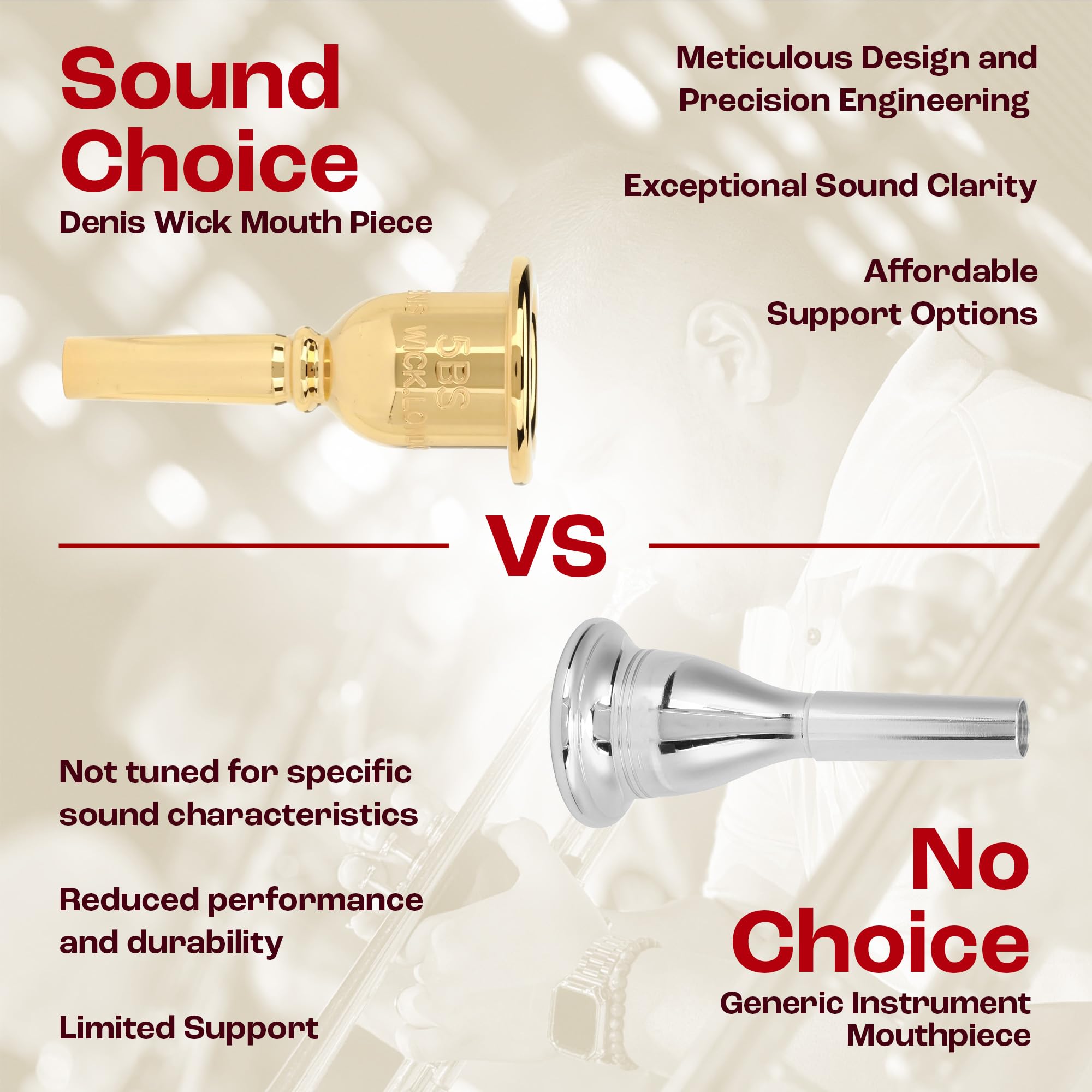 Denis Wick Heritage Trombone Mouthpiece Gold-Plated, 3180G-1AL - Open Backbore for Balanced Airflow & Tone - Large Shank Fitting Trombone Accessories for Effortless Articulation 27.10 x 6.10 x 7.45mm