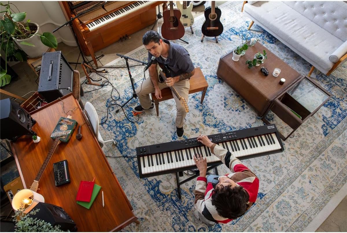 Roland RD-08 Stage Piano | Authentic RD Sound & Playability | 88-Note Weighted-Action PHA-4 Keyboard | Bundle, H&A Keyboard Stand, Sustain Pedal, Piano Bench & Studio Monitor Headphones