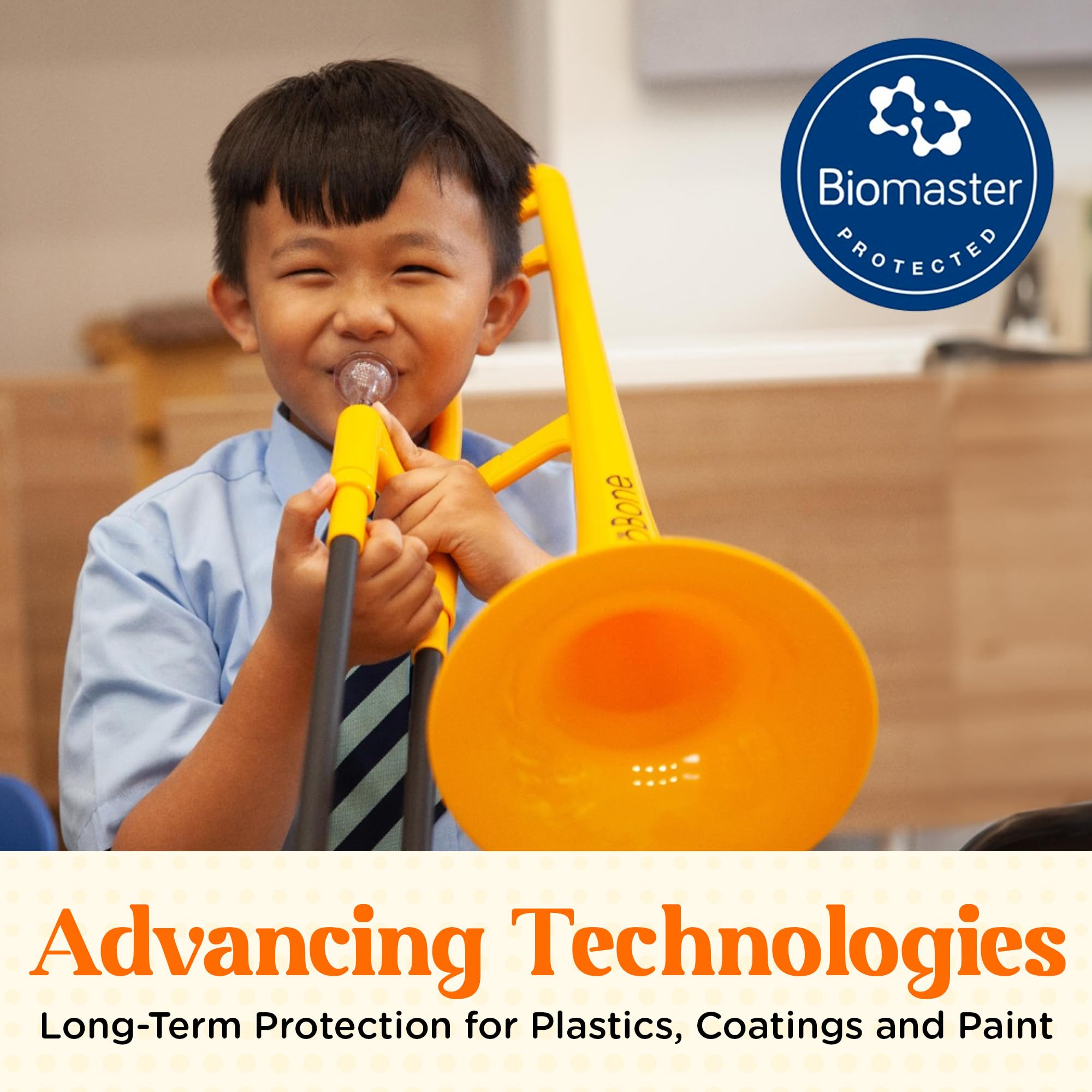 pBone Plastic Kids pBone Mini Trombone - Mouthpiece and Carrying Bag- Lightweight Versatile, Comfortable Ergonomic Grip- Eb Authentic Sound for Student & Beginner- Durable ABS Construction- Blue
