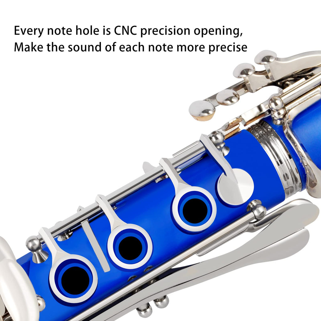 EASTROCK Bb Clarinet 17 Keys ABS Material Wide Range of Tones Particularly Beginner & Students-friendly with Using Tools and 2 Replaceable Barrels