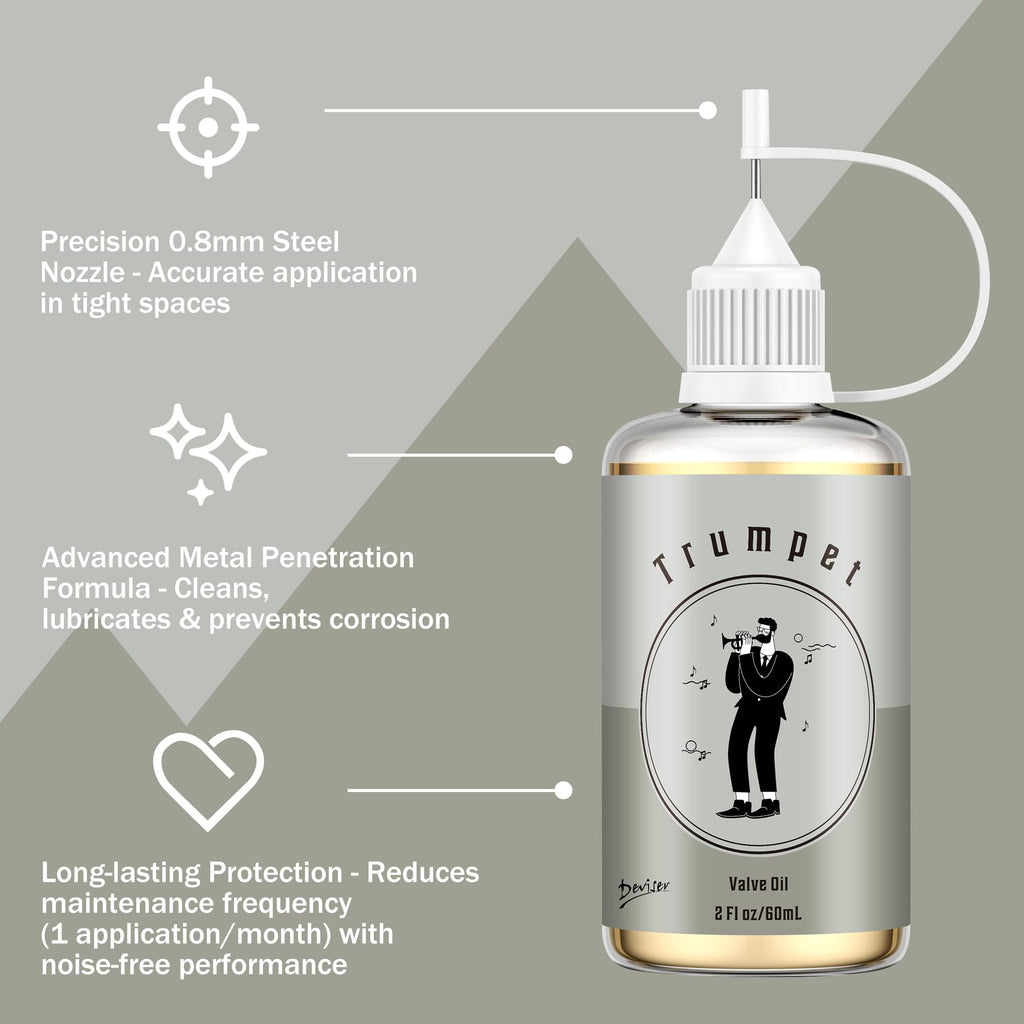 Complete Trumpet Care Kit - Includes Polishing,Valve Oil,2 Cleaning Cloths,Slide Grease,and Cleaning Brush