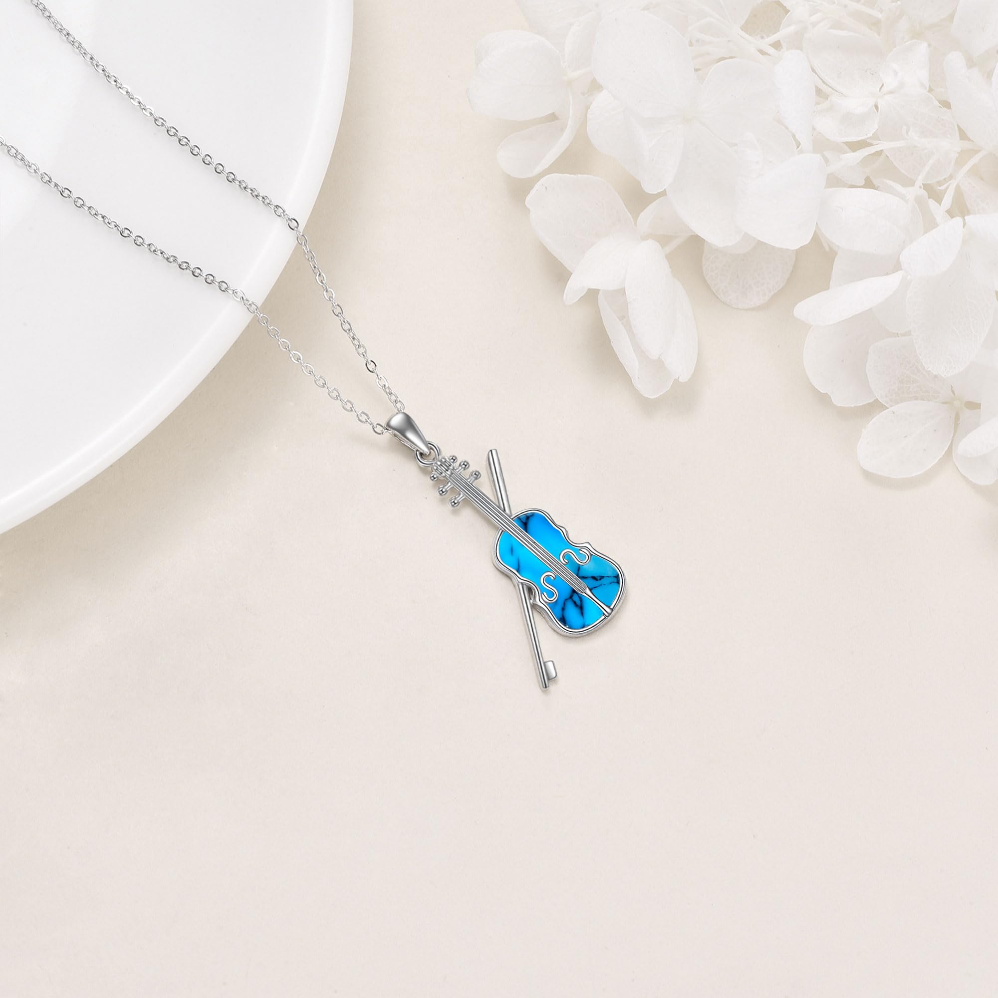 YAFEINI Violinist Cellist Gifts for Her 925 Sterling Silver Cello Violin Pendant Necklace Music Jewelry for Women Birthday Christmas Gifts