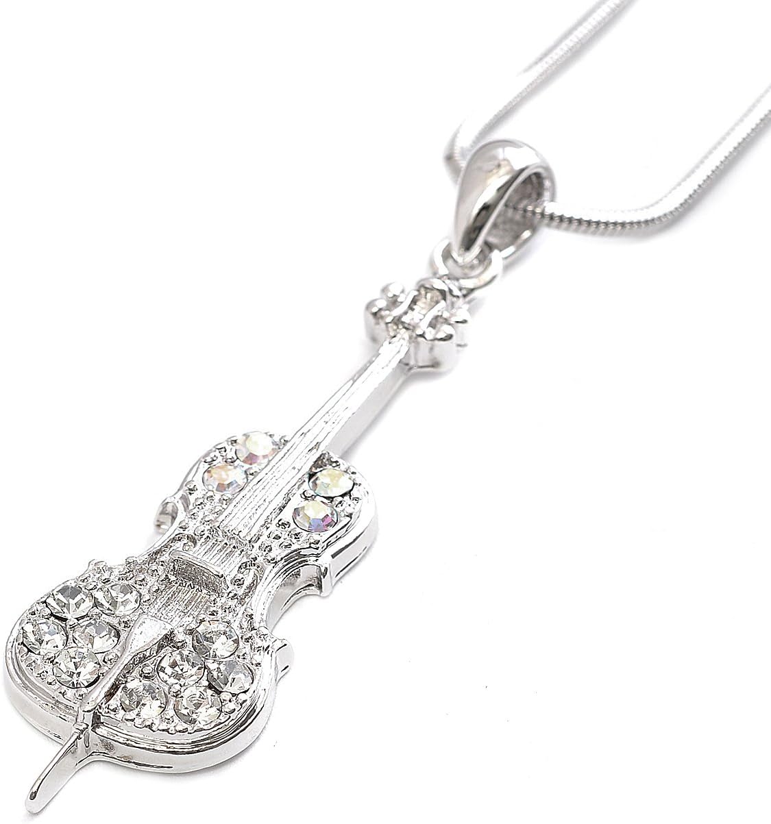 Spinningdaisy Silver plated Crystal Cello Necklace